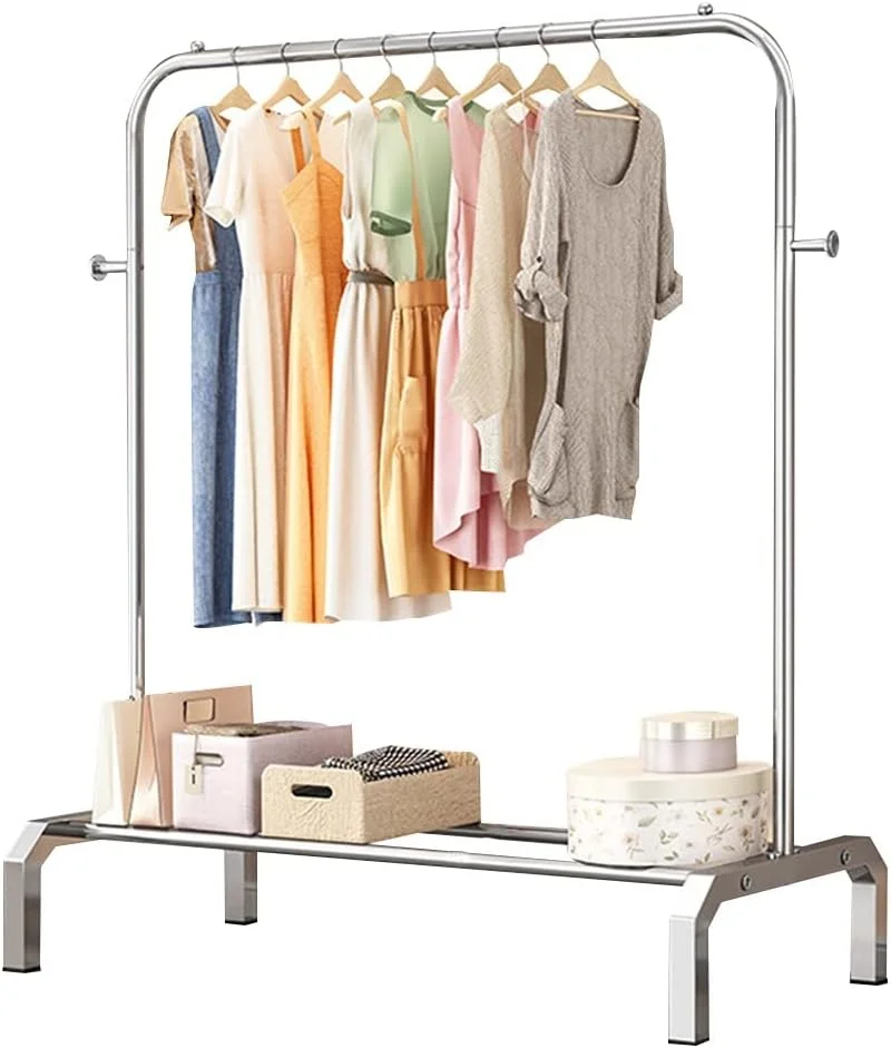 جالباسی فلزی ایستاده با قفسه نگهداری کفش، مناسب برای ورودی، راهرو و اتاق خواب - موجود در سایزهای 120، 130 و 150 سانتی متر (تک لایه - 130 سانتی متر)