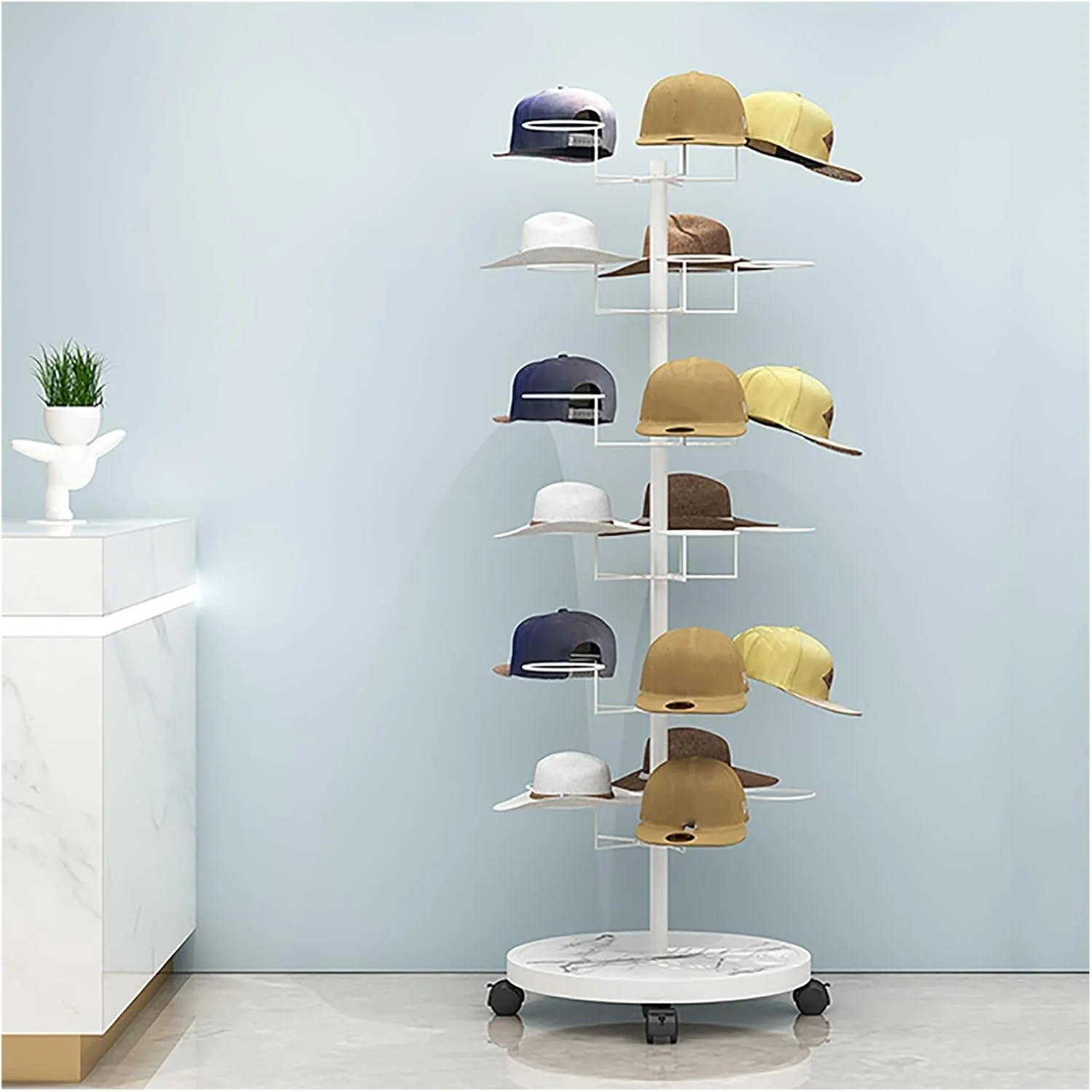 استند کلاه، نظم دهنده کلاه، استند کلاه ایستاده 6 طبقه، مناسب برای کلاه‌های بیسبال/انواع کلاه‌ها/کلاه‌های کابویی
