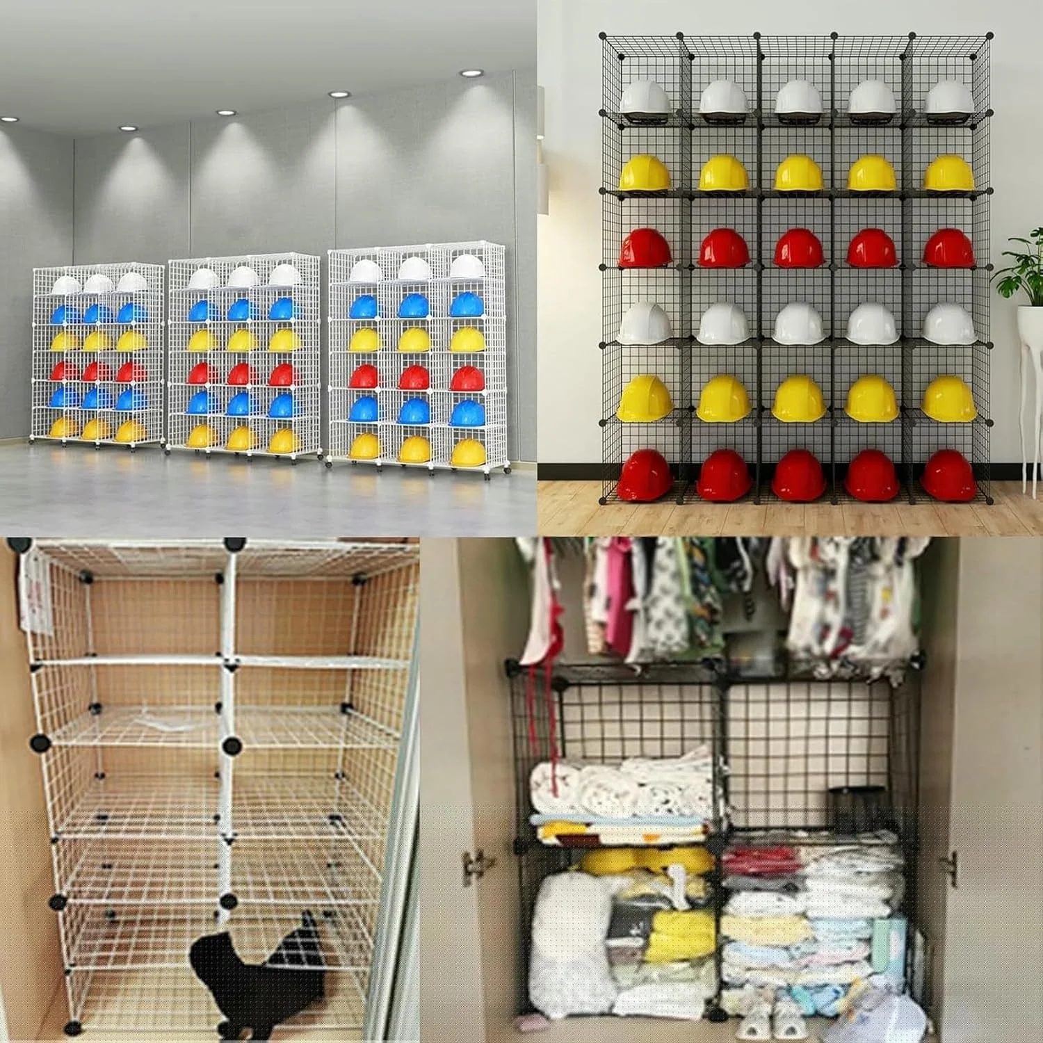 قفسه فلزی نگهداری کلاه ایمنی ۴/۶/۸ طبقه با چرخ، استند مقاوم برای استفاده خانگی و تجاری، سازمان دهنده قفسه سیمی برای انبار/کمد/لباس