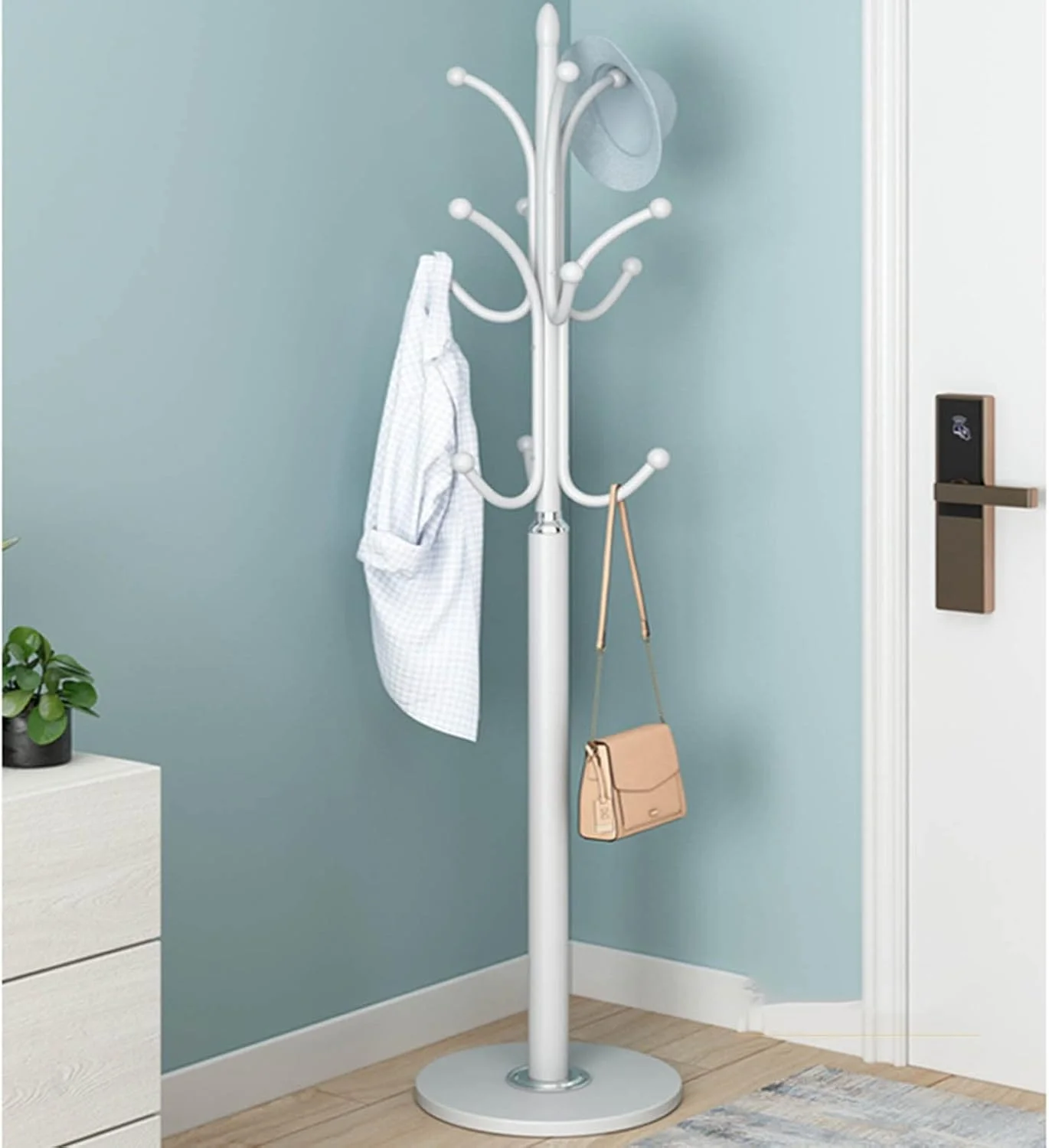 جالباسی ایستاده شیک با پایه گرد مرمری با ثبات - آویز فلزی کلاه برای کت، کوله پشتی، چتر و کیف پول - طراحی مدرن قرمز برای خانه و دفتر (Bianco) جالباسی ایستاده شیک با پایه گرد مرمری با ثبات - آویز فلزی کلاه برای کت، کوله پشتی، چتر و کیف پول - طراحی مدرن قرمز برای خانه و دفتر (Bianco)