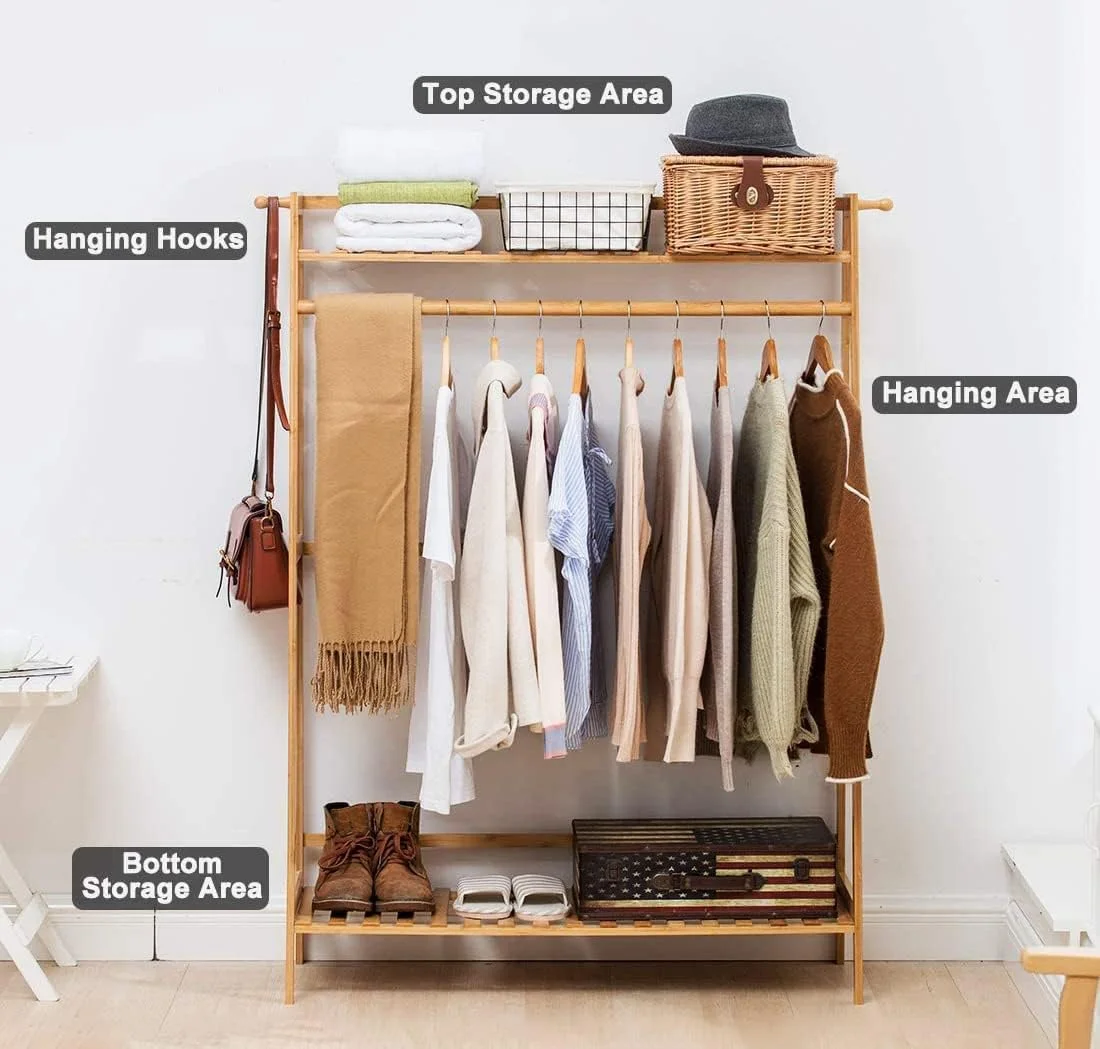 رخت آویز چوبی بامبو TIMICARE، رگال لباس چند منظوره اتاق خواب، ارگانایزر لباس، جالباسی کلاه برای کت، ژاکت، شلوار، کفش، گیاه (ساده 100 سانتی متر) رخت آویز چوبی بامبو TIMICARE، رگال لباس چند منظوره اتاق خواب، ارگانایزر لباس، جالباسی کلاه برای کت، ژاکت، شلوار، کفش، گیاه (ساده 100 سانتی متر)