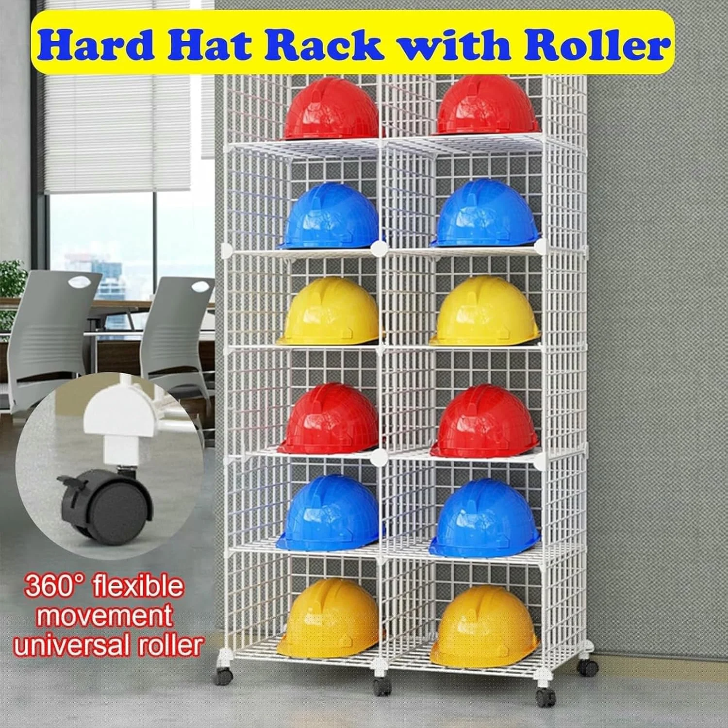 قفسه فلزی نگهداری کلاه ایمنی 4/6/8 طبقه با چرخ - استند کلاه سخت بادوام برای مصارف خانگی و تجاری، سازمان دهنده قفسه سیمی برای انبار قفسه فلزی نگهداری کلاه ایمنی 4/6/8 طبقه با چرخ - استند کلاه سخت بادوام برای مصارف خانگی و تجاری، سازمان دهنده قفسه سیمی برای انبار