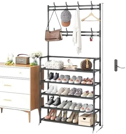 رخت آویز ورودی 5 طبقه، جالباسی ایستاده 3 در 1 با نیمکت و قفسه کفش و چتر رخت آویز ورودی 5 طبقه، جالباسی ایستاده 3 در 1 با نیمکت و قفسه کفش و چتر