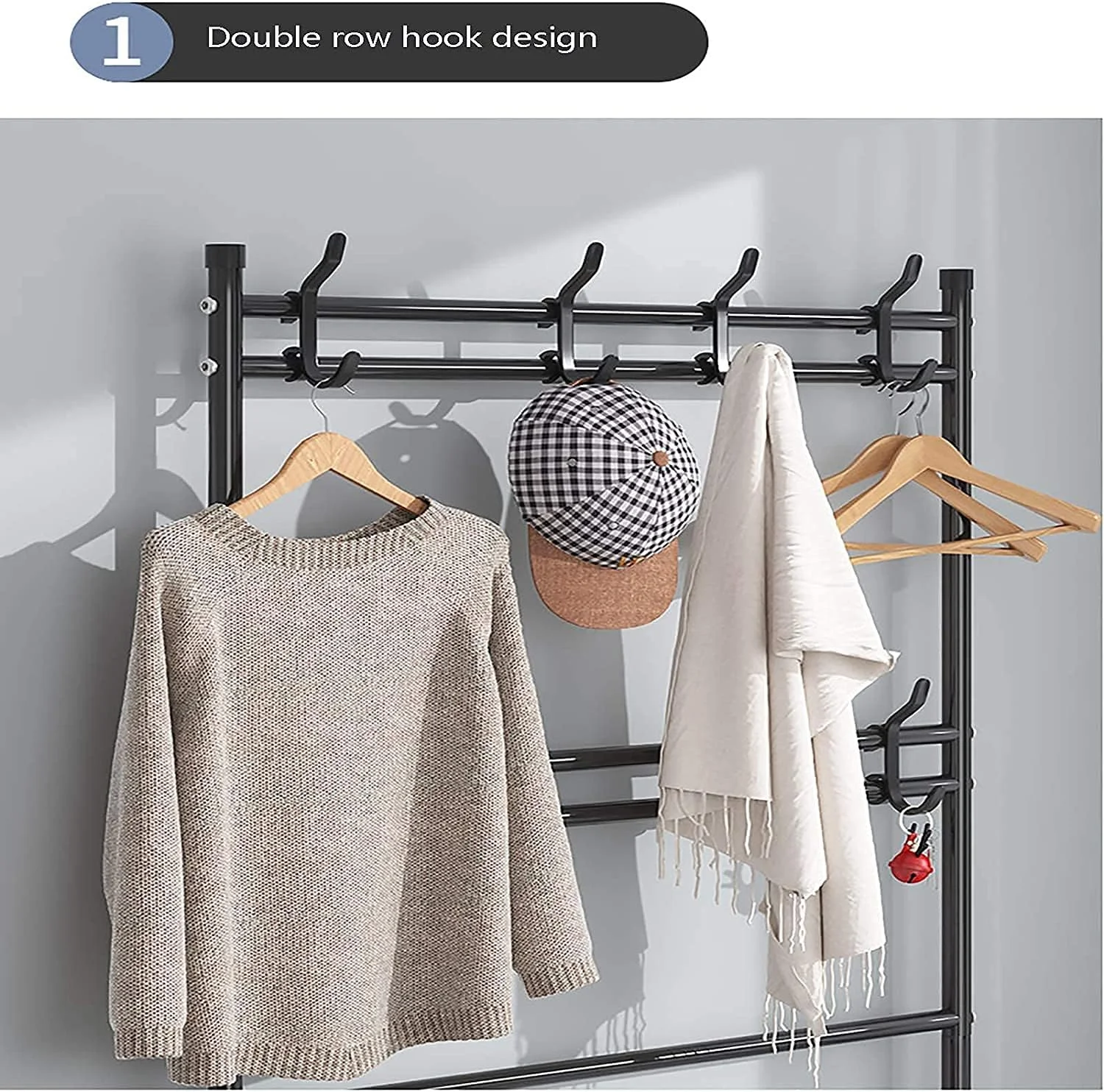 جالباسی چند منظوره توشیونیکس، دارای ۵ طبقه، ۳ در ۱، نیمکت جاکفشی، استند کلید، کلاه، چتر، قفسه های ذخیره سازی با ۸ آویز، سازمان دهنده ۵ لایه زیرین (مشکی) جالباسی چند منظوره توشیونیکس، دارای ۵ طبقه، ۳ در ۱، نیمکت جاکفشی، استند کلید، کلاه، چتر، قفسه های ذخیره سازی با ۸ آویز، سازمان دهنده ۵ لایه زیرین (مشکی)