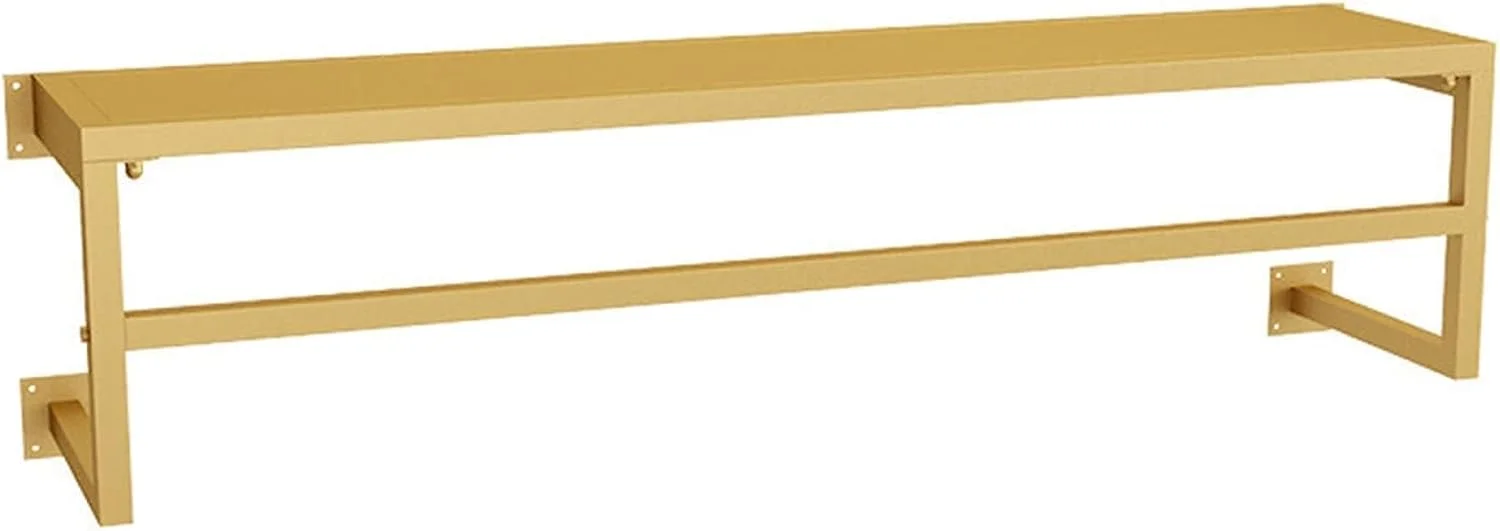 رخت آویز دیواری فلزی با قفسه، ریل لباس صنعتی، رخت آویز کرومی سنگین و جداشدنی، طلایی، 100 سانتی متر رخت آویز دیواری فلزی با قفسه، ریل لباس صنعتی، رخت آویز کرومی سنگین و جداشدنی، طلایی، 100 سانتی متر