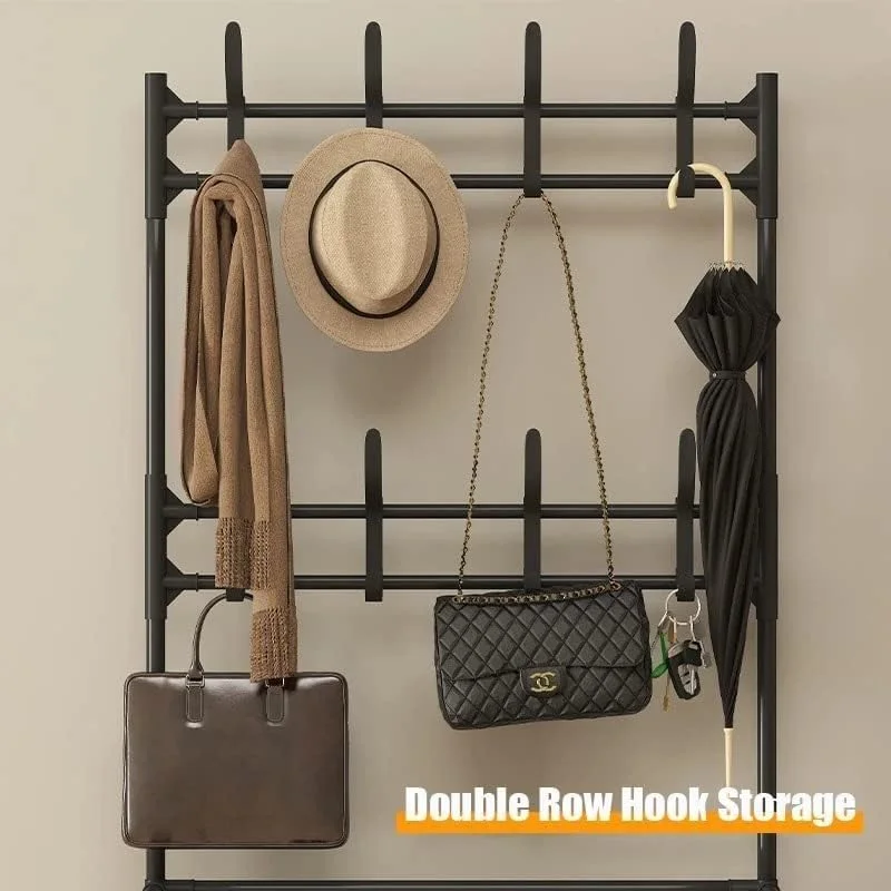 رخت آویز، نیمکت جاکفشی و جالباسی 3 در 1 با قفسه نگهداری کلاه، چتر و 8 آویز، سازمان دهنده چند منظوره راهرو رخت آویز، نیمکت جاکفشی و جالباسی 3 در 1 با قفسه نگهداری کلاه، چتر و 8 آویز، سازمان دهنده چند منظوره راهرو