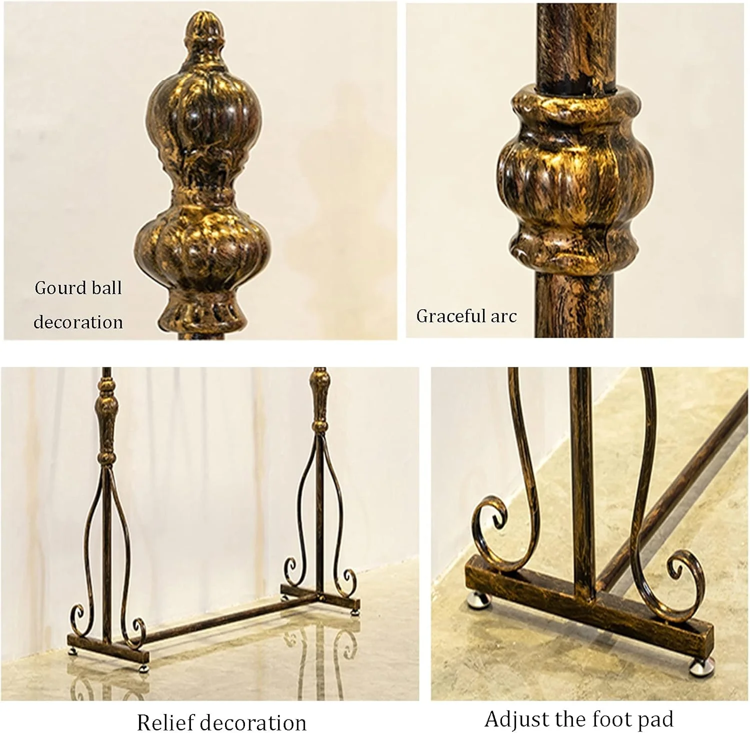 جالباسی ایستاده برنزی طرح قدیمی با قفسه برای راهرو، اتاق خواب و ورودی - مناسب برای نگهداری لباس، کلاه و کیف (برنزی - 120X40X175 سانتی متر) جالباسی ایستاده برنزی طرح قدیمی با قفسه برای راهرو، اتاق خواب و ورودی - مناسب برای نگهداری لباس، کلاه و کیف (برنزی - 120X40X175 سانتی متر)