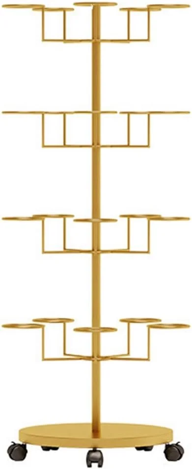 استند کلاه فلزی چرخشی 7 طبقه سفید - استند شیک و ایستاده برای نمایش کلاه و کلاه گیس و نگهداری کلاه (طلایی - 4 طبقه) استند کلاه فلزی چرخشی 7 طبقه سفید - استند شیک و ایستاده برای نمایش کلاه و کلاه گیس و نگهداری کلاه (طلایی - 4 طبقه)