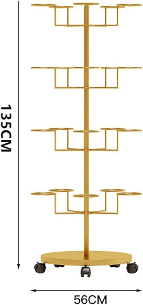 استند کلاه فلزی چرخشی 7 طبقه سفید - استند شیک و ایستاده برای نمایش کلاه و کلاه گیس و نگهداری کلاه (طلایی - 4 طبقه) استند کلاه فلزی چرخشی 7 طبقه سفید - استند شیک و ایستاده برای نمایش کلاه و کلاه گیس و نگهداری کلاه (طلایی - 4 طبقه)