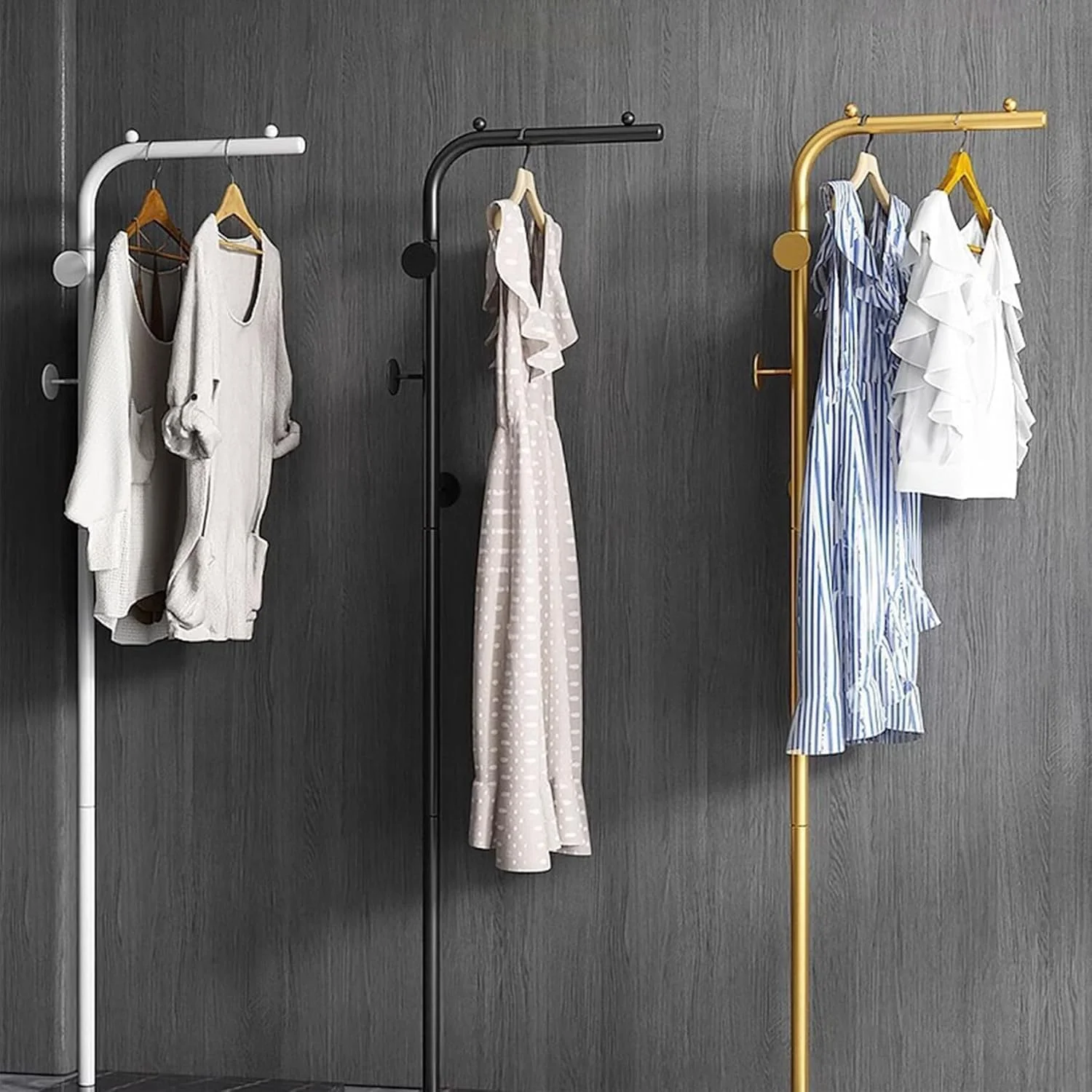 جالباسی فلزی ایستاده، آویز لباس 170 سانتیمتری با 3 قلاب، پایه سنگین، جالباسی مدرن برای کت، شلوار، پیراهن و لباس (سفید 1) جالباسی فلزی ایستاده، آویز لباس 170 سانتیمتری با 3 قلاب، پایه سنگین، جالباسی مدرن برای کت، شلوار، پیراهن و لباس (سفید 1)