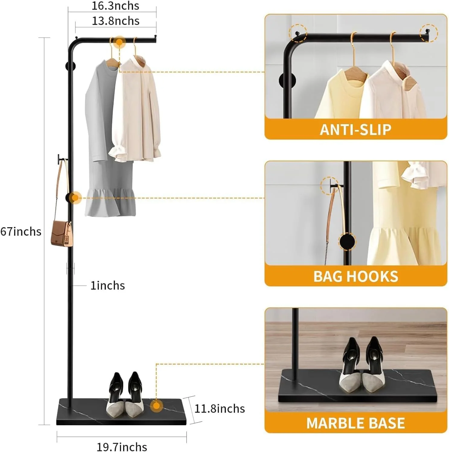 جالباسی فلزی ایستاده، آویز لباس 170 سانتیمتری با 3 قلاب، پایه سنگین، جالباسی مدرن برای کت، شلوار، پیراهن و لباس (سفید 1) جالباسی فلزی ایستاده، آویز لباس 170 سانتیمتری با 3 قلاب، پایه سنگین، جالباسی مدرن برای کت، شلوار، پیراهن و لباس (سفید 1)