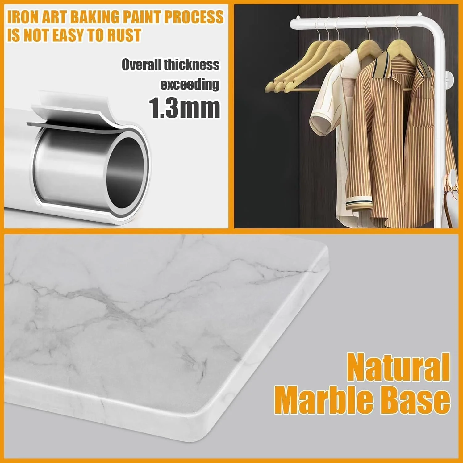 جالباسی فلزی ایستاده، آویز لباس 170 سانتیمتری با 3 قلاب، پایه سنگین، جالباسی مدرن برای کت، شلوار، پیراهن و لباس (سفید 1) جالباسی فلزی ایستاده، آویز لباس 170 سانتیمتری با 3 قلاب، پایه سنگین، جالباسی مدرن برای کت، شلوار، پیراهن و لباس (سفید 1)