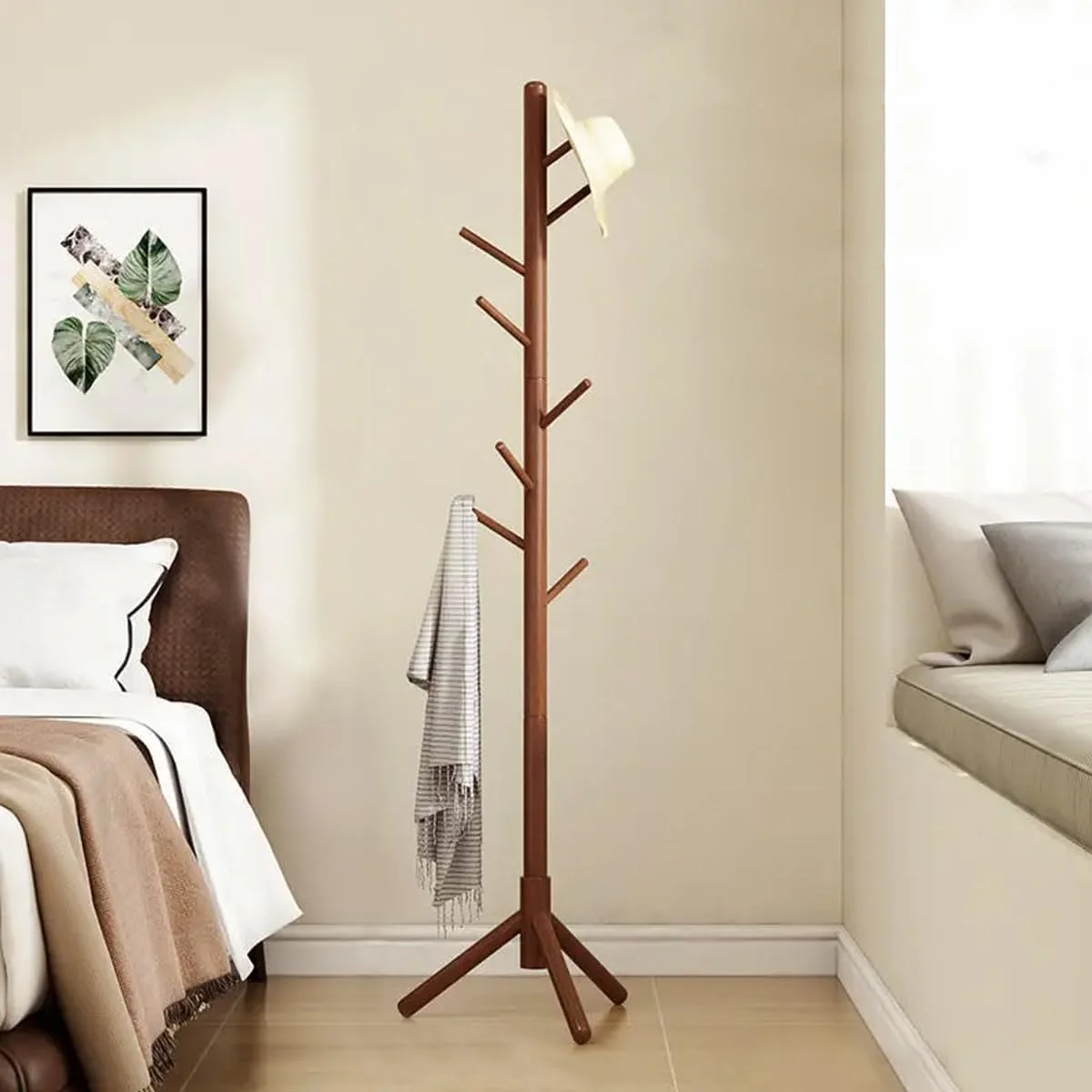 چوب لباسی ایستاده چوبی، 8 آویز، مناسب برای ورودی راهرو، قابل استفاده در اتاق خواب، نشیمن، اداره برای آویزان کردن لباس، کلاه، کیف (قهوه ای) چوب لباسی ایستاده چوبی، 8 آویز، مناسب برای ورودی راهرو، قابل استفاده در اتاق خواب، نشیمن، اداره برای آویزان کردن لباس، کلاه، کیف (قهوه ای)