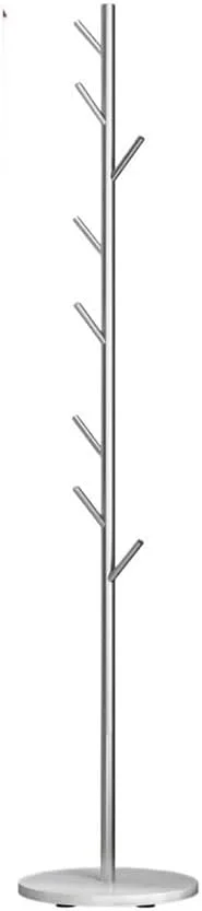 رخت آویز ایستاده فلزی نقره ای با قلاب و پایه مرمر برای ورودی، اتاق خواب، راهرو، دفتر کار