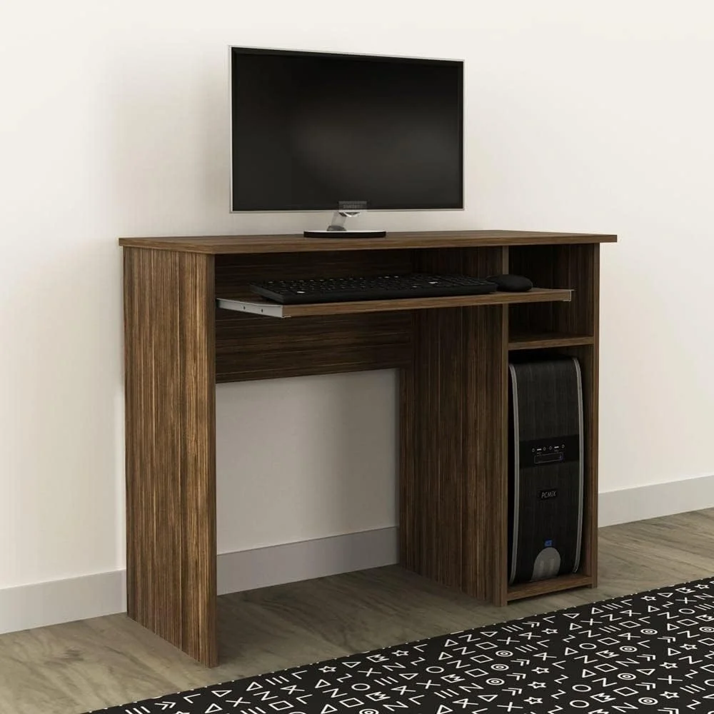 میز کامپیوتر امیتی Danube Home | میز کار اداری با فضای ذخیره سازی | میز لپ تاپ مدرن PC | میز مطالعه چوبی برای خانه، اتاق نشیمن، دفتر کار با کشو | طول 90 x عرض 40 x ارتفاع 74.5 سانتی متر - گردویی