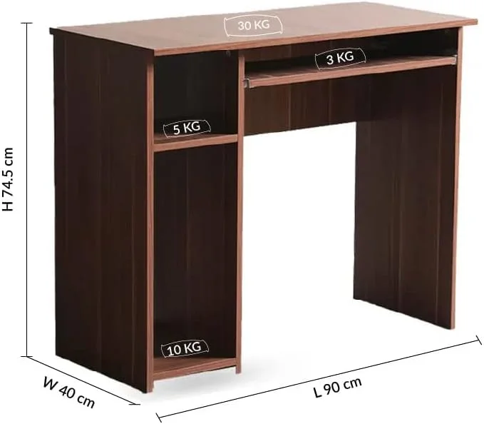 میز کامپیوتر امیتی Danube Home | میز کار اداری با فضای ذخیره سازی | میز لپ تاپ مدرن PC | میز مطالعه چوبی برای خانه، اتاق نشیمن، دفتر کار با کشو | طول 90 x عرض 40 x ارتفاع 74.5 سانتی متر - گردویی