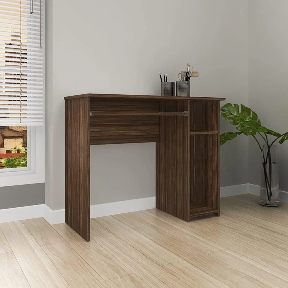 میز کامپیوتر امیتی Danube Home | میز کار اداری با فضای ذخیره سازی | میز لپ تاپ مدرن PC | میز مطالعه چوبی برای خانه، اتاق نشیمن، دفتر کار با کشو | طول 90 x عرض 40 x ارتفاع 74.5 سانتی متر - گردویی