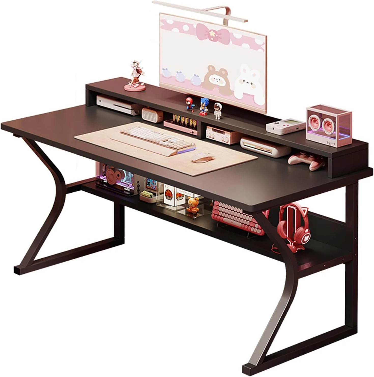 میز گیمینگ DESINO با قفسه، میز کامپیوتر سفید، میز گیمینگ C شکل، میز کار کامپیوتر، میز اداری خانگی، صرفه جویی در فضا، مونتاژ آسان (مشکی، 100 * 60 * 75 سانتی متر) میز گیمینگ DESINO با قفسه، میز کامپیوتر سفید، میز گیمینگ C شکل، میز کار کامپیوتر، میز اداری خانگی، صرفه جویی در فضا، مونتاژ آسان (مشکی، 100 * 60 * 75 سانتی متر)