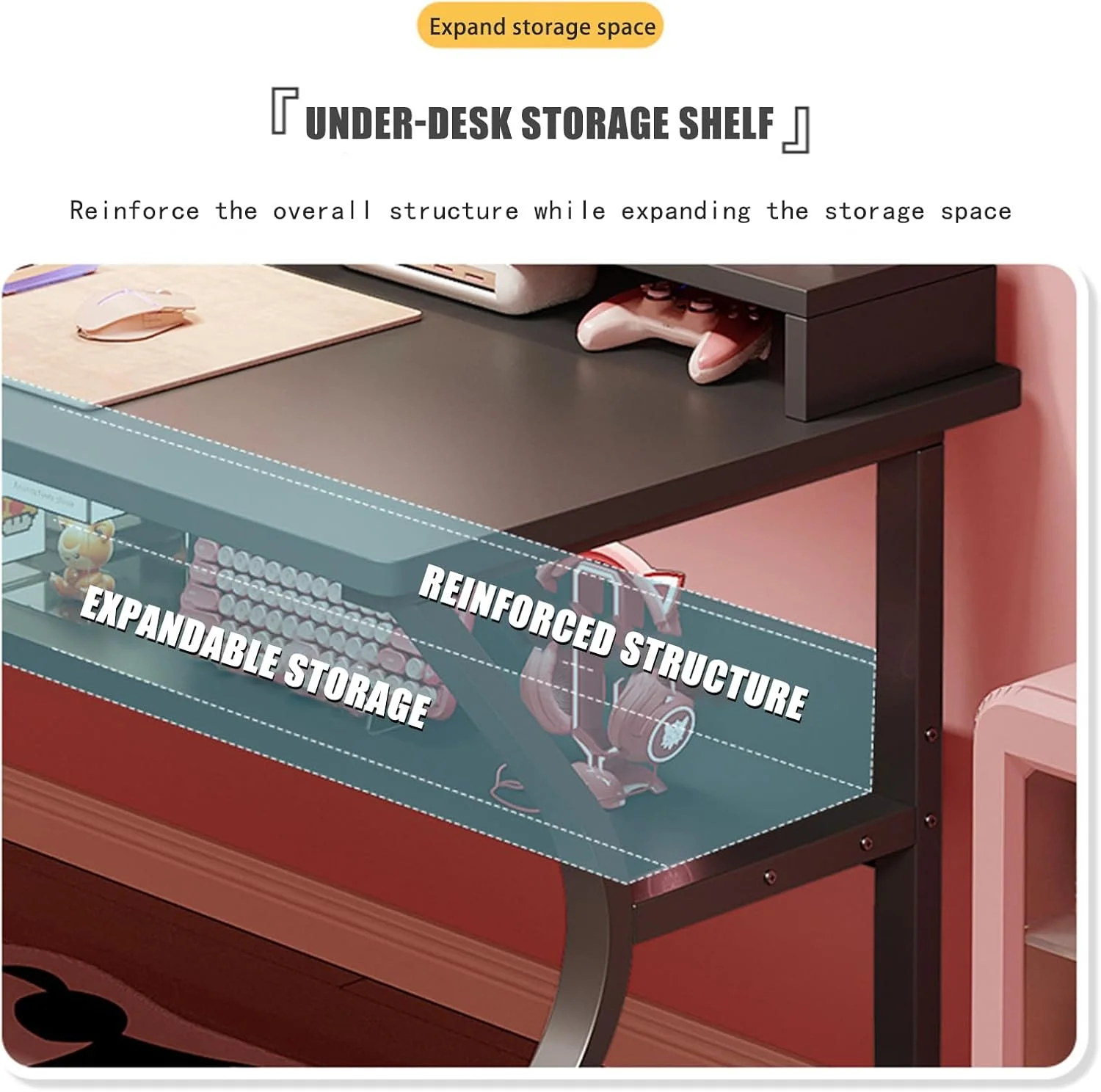 میز گیمینگ DESINO با قفسه، میز کامپیوتر سفید، میز گیمینگ C شکل، میز کار کامپیوتر، میز اداری خانگی، صرفه جویی در فضا، مونتاژ آسان (مشکی، 100 * 60 * 75 سانتی متر) میز گیمینگ DESINO با قفسه، میز کامپیوتر سفید، میز گیمینگ C شکل، میز کار کامپیوتر، میز اداری خانگی، صرفه جویی در فضا، مونتاژ آسان (مشکی، 100 * 60 * 75 سانتی متر)