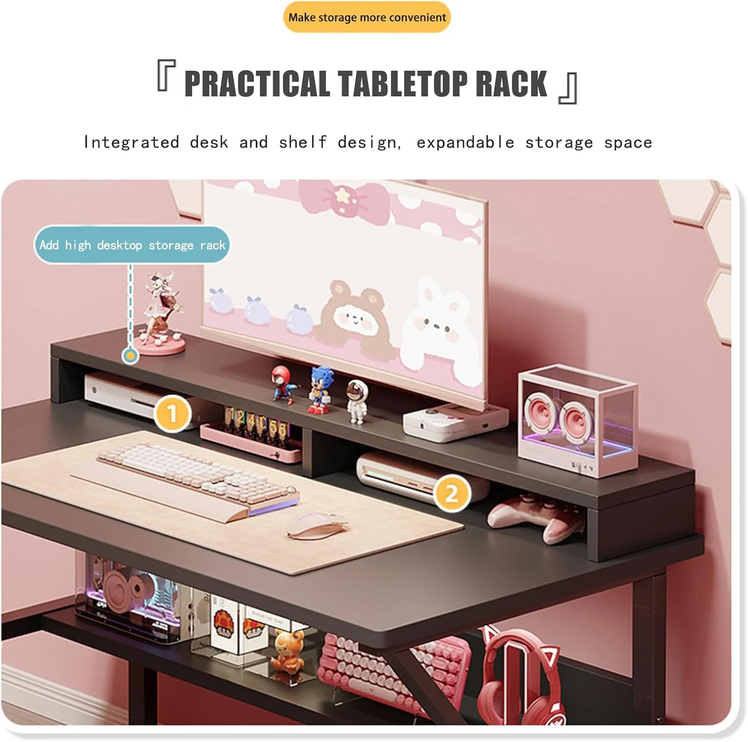 میز گیمینگ DESINO با قفسه، میز کامپیوتر سفید، میز گیمینگ C شکل، میز کار کامپیوتر، میز اداری خانگی، صرفه جویی در فضا، مونتاژ آسان (مشکی، 100 * 60 * 75 سانتی متر) میز گیمینگ DESINO با قفسه، میز کامپیوتر سفید، میز گیمینگ C شکل، میز کار کامپیوتر، میز اداری خانگی، صرفه جویی در فضا، مونتاژ آسان (مشکی، 100 * 60 * 75 سانتی متر)