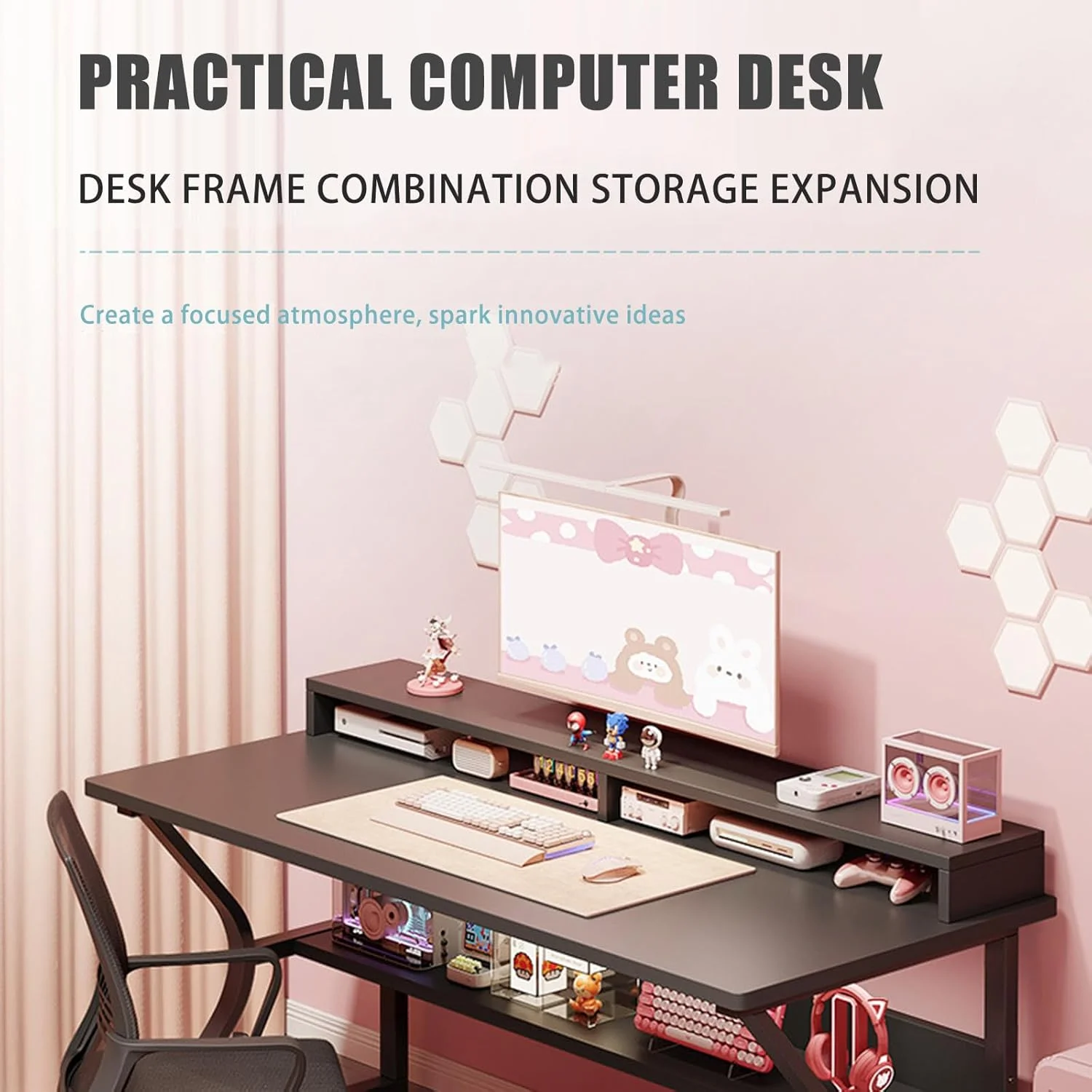 میز گیمینگ DESINO با قفسه، میز کامپیوتر سفید، میز گیمینگ C شکل، میز کار کامپیوتر، میز اداری خانگی، صرفه جویی در فضا، مونتاژ آسان (مشکی، 100 * 60 * 75 سانتی متر) میز گیمینگ DESINO با قفسه، میز کامپیوتر سفید، میز گیمینگ C شکل، میز کار کامپیوتر، میز اداری خانگی، صرفه جویی در فضا، مونتاژ آسان (مشکی، 100 * 60 * 75 سانتی متر)