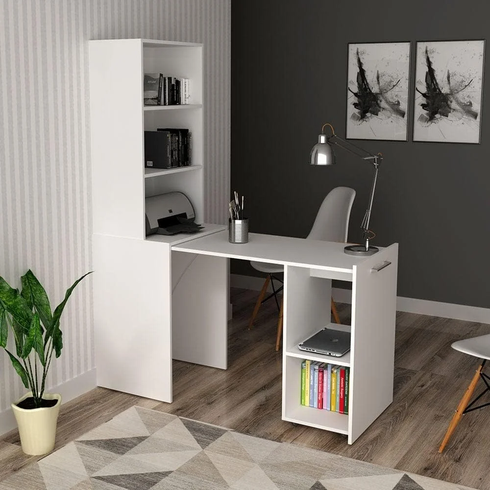 میز کامپیوتر ایوانا Danube Home | میز کار ایستگاه کاری اداری مدرن PC لپ تاپ گیمینگ | میز مطالعه چوبی برای خانه، دفتر کار L 54 x W 46.8 x H 168.4 سانتی متر - سفید میز کامپیوتر ایوانا Danube Home | میز کار ایستگاه کاری اداری مدرن PC لپ تاپ گیمینگ | میز مطالعه چوبی برای خانه، دفتر کار L 54 x W 46.8 x H 168.4 سانتی متر - سفید