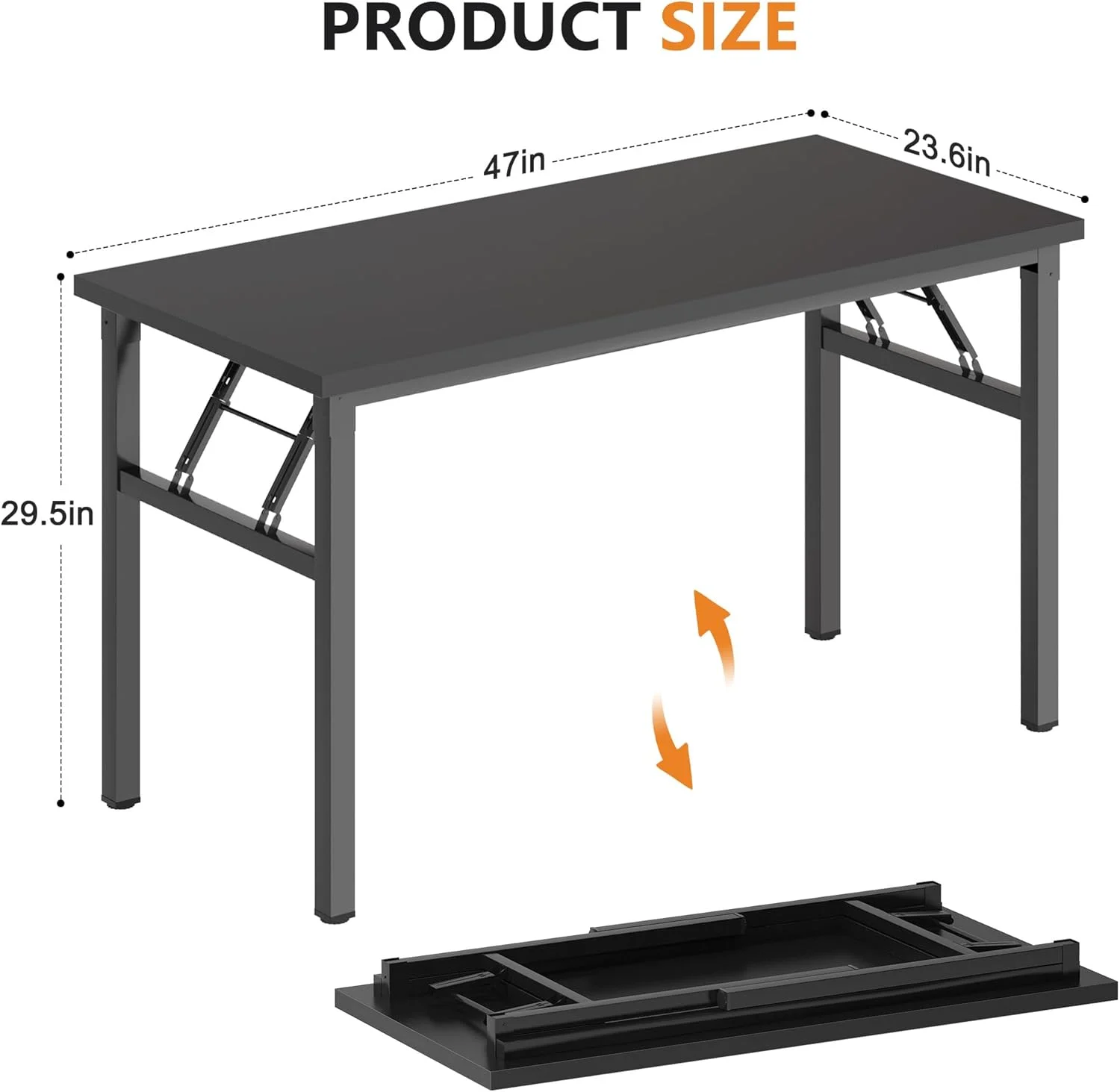 میز تاشو DlandHome، مناسب میز کامپیوتر، میز کنفرانس قابل حمل، میز کار خانگی، مونتاژ شده، مشکی DND-ND5-120BB، طول 47 اینچ