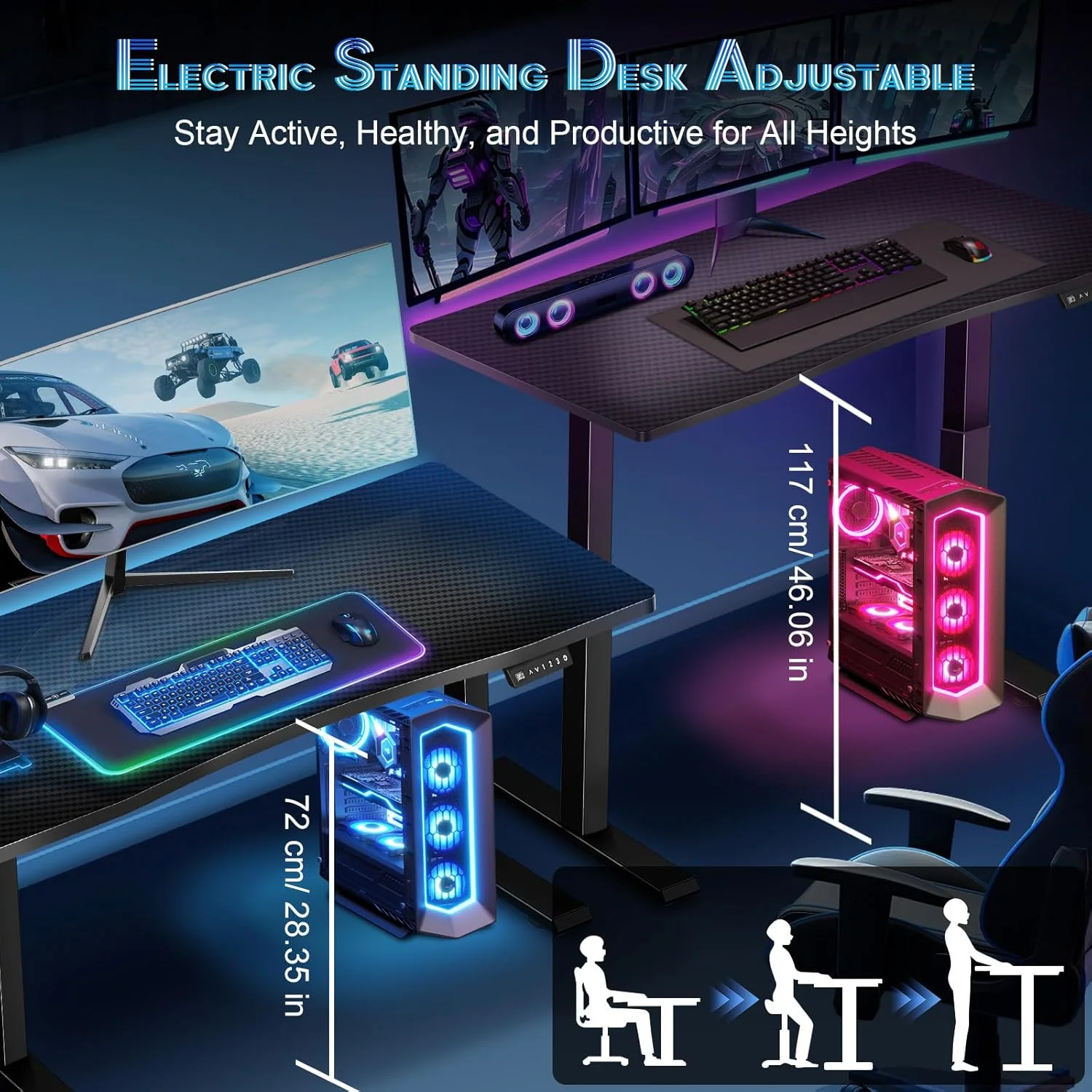 میز ایستاده برقی 120x60 سانتیمتری با رویه یک تکه، میز کامپیوتر ارگونومیک با قابلیت تنظیم ارتفاع و 3 حافظه از پیش تنظیم شده، بالابر سریع 25 میلیمتر بر ثانیه، ظرفیت 90 کیلوگرم برای کار، بازی، خانه و اداره میز ایستاده برقی 120x60 سانتیمتری با رویه یک تکه، میز کامپیوتر ارگونومیک با قابلیت تنظیم ارتفاع و 3 حافظه از پیش تنظیم شده، بالابر سریع 25 میلیمتر بر ثانیه، ظرفیت 90 کیلوگرم برای کار، بازی، خانه و اداره