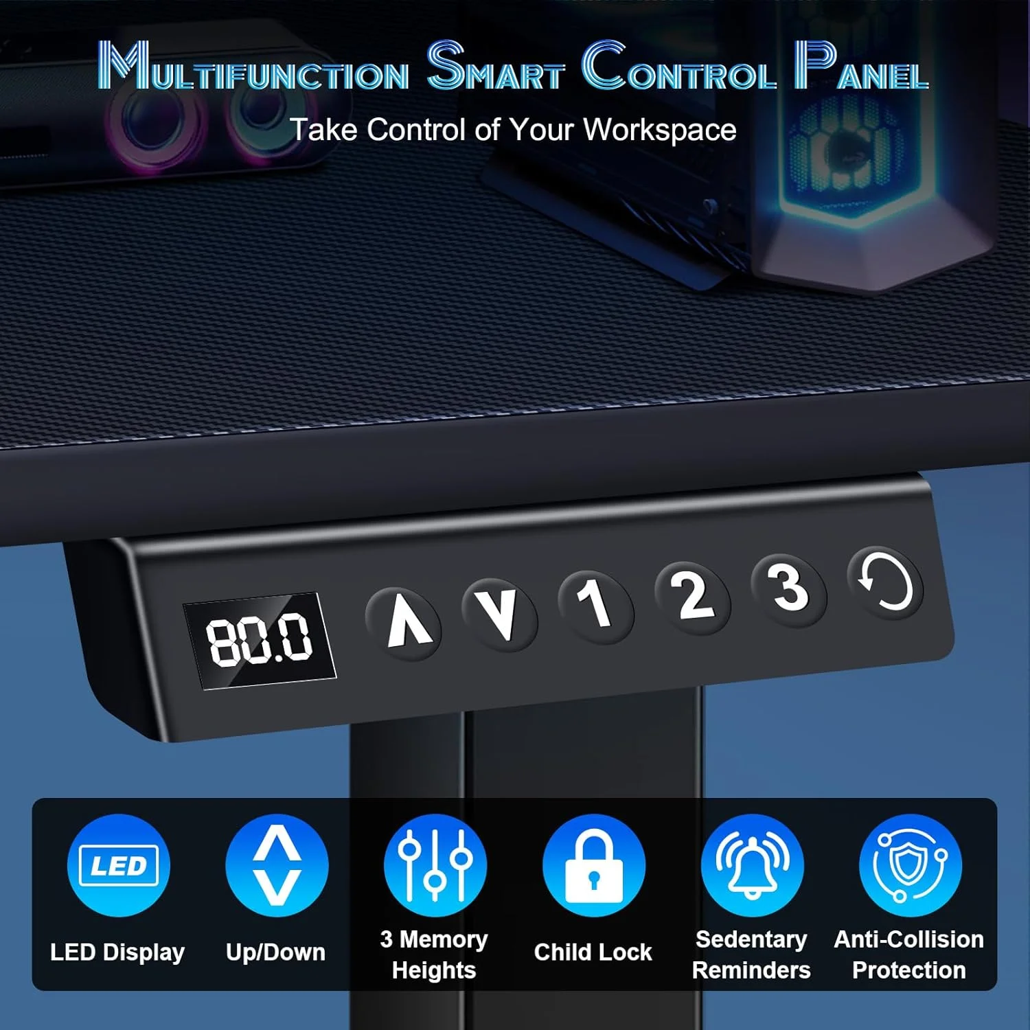 میز ایستاده برقی 120x60 سانتیمتری با رویه یک تکه، میز کامپیوتر ارگونومیک با قابلیت تنظیم ارتفاع و 3 حافظه از پیش تنظیم شده، بالابر سریع 25 میلیمتر بر ثانیه، ظرفیت 90 کیلوگرم برای کار، بازی، خانه و اداره میز ایستاده برقی 120x60 سانتیمتری با رویه یک تکه، میز کامپیوتر ارگونومیک با قابلیت تنظیم ارتفاع و 3 حافظه از پیش تنظیم شده، بالابر سریع 25 میلیمتر بر ثانیه، ظرفیت 90 کیلوگرم برای کار، بازی، خانه و اداره