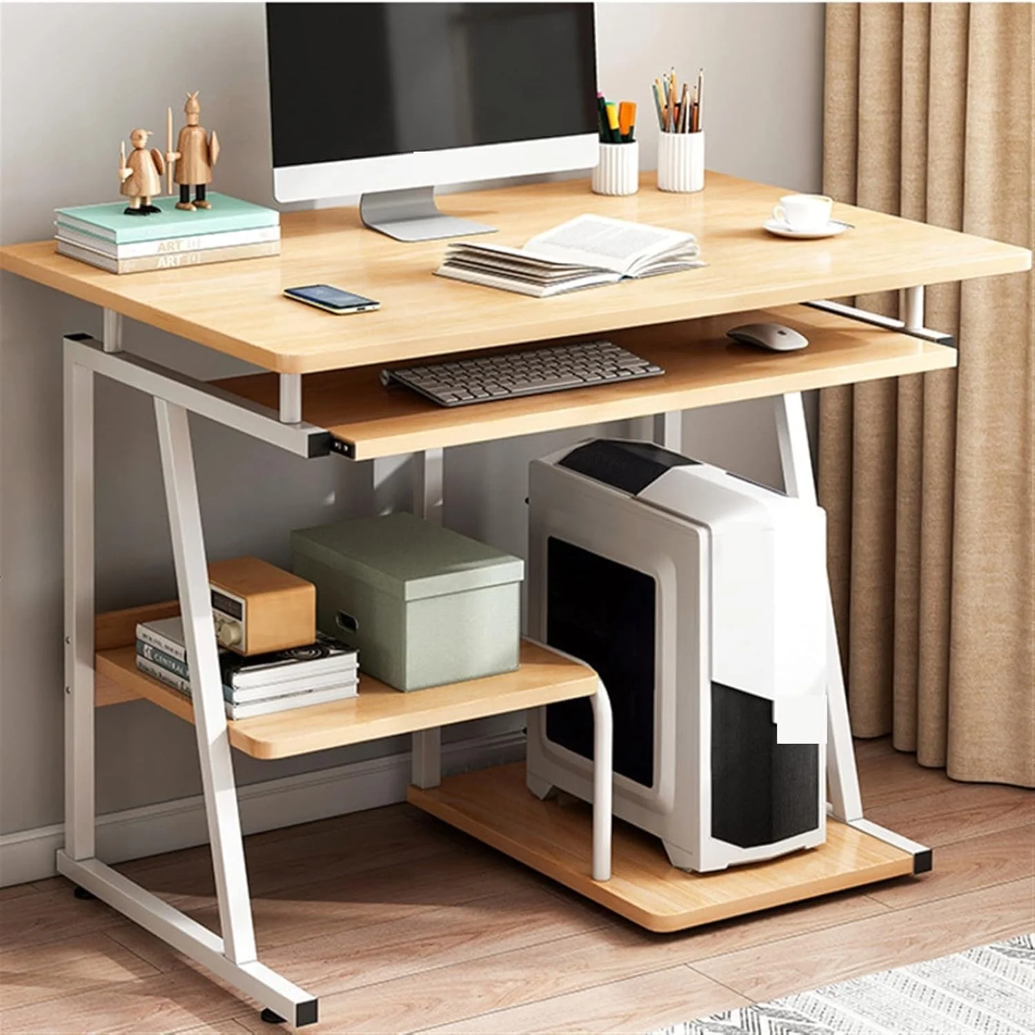 میز کار، میز کامپیوتر، میز کوچک، مناسب اتاق خواب منزل، میز تحریر، میز دانش آموزی، دارای قفسه کتاب، میز یکپارچه
