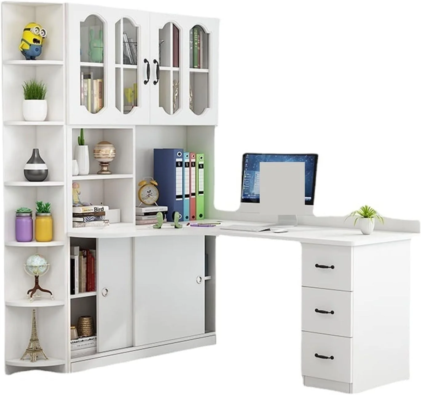 میز کار، میز کامپیوتر گوشه ای، میز تحریر یکپارچه با قفسه کتاب