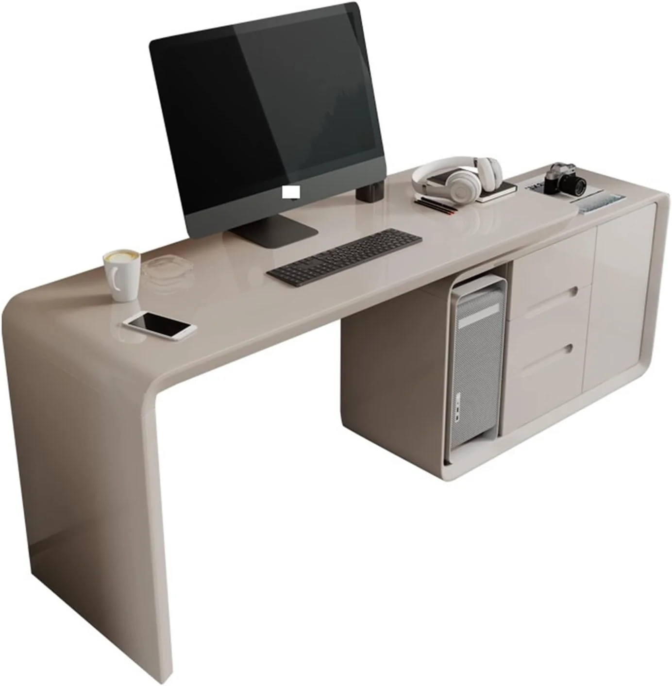 میز کار ZKSKOX، میز گوشه لوکس، قفسه کتاب، میز اداری یکپارچه، میز کامپیوتر جمع و جور ساده خانگی