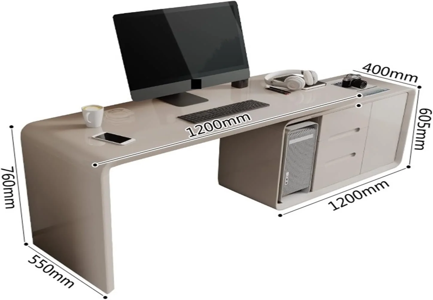 میز کار ZKSKOX، میز گوشه لوکس، قفسه کتاب، میز اداری یکپارچه، میز کامپیوتر جمع و جور ساده خانگی