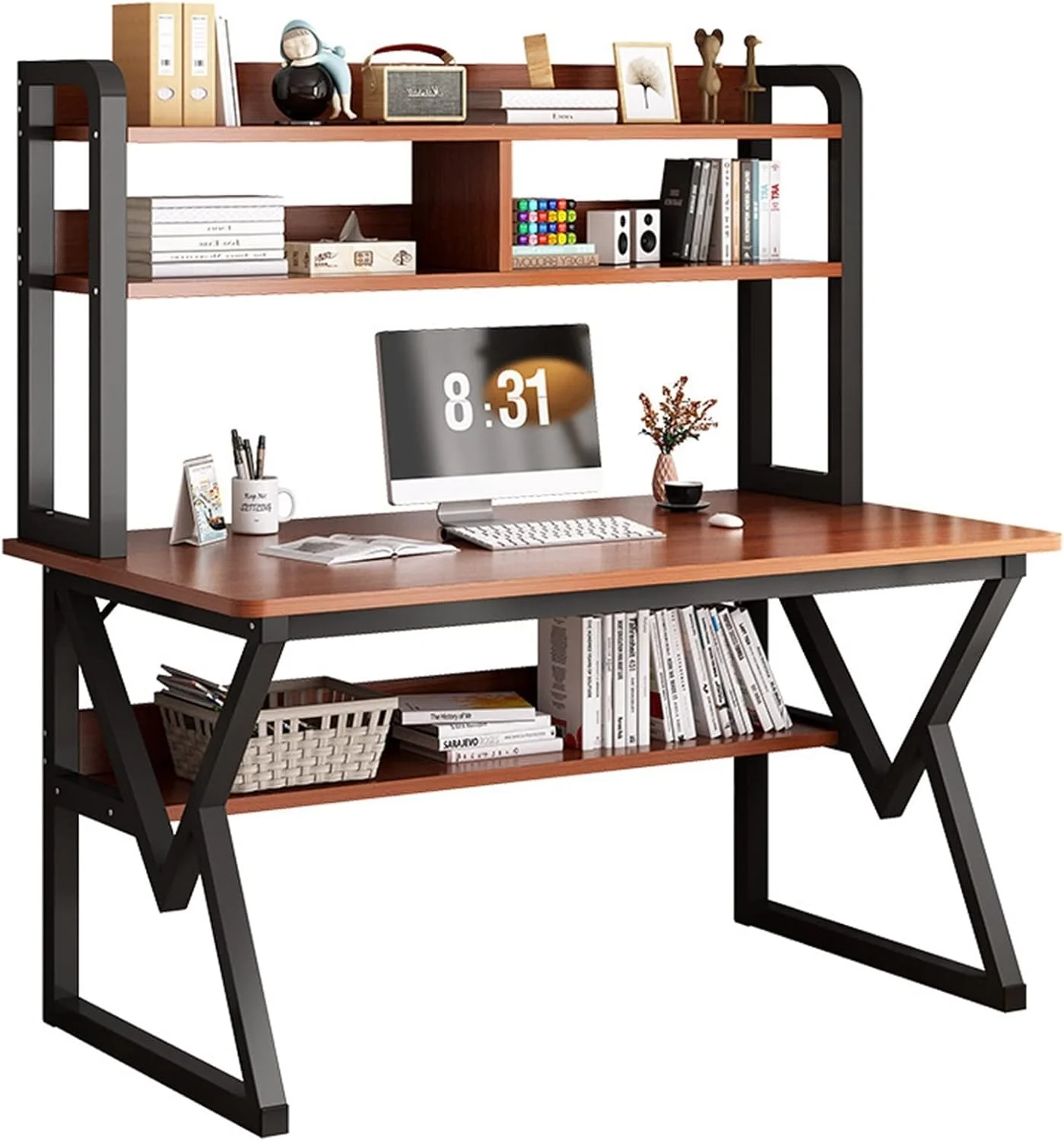 میز کار ZKSKOX، میز کامپیوتر، میز، اتاق خواب منزل، قفسه کتاب، میز، میز تحریر یکپارچه، میز کاربردی