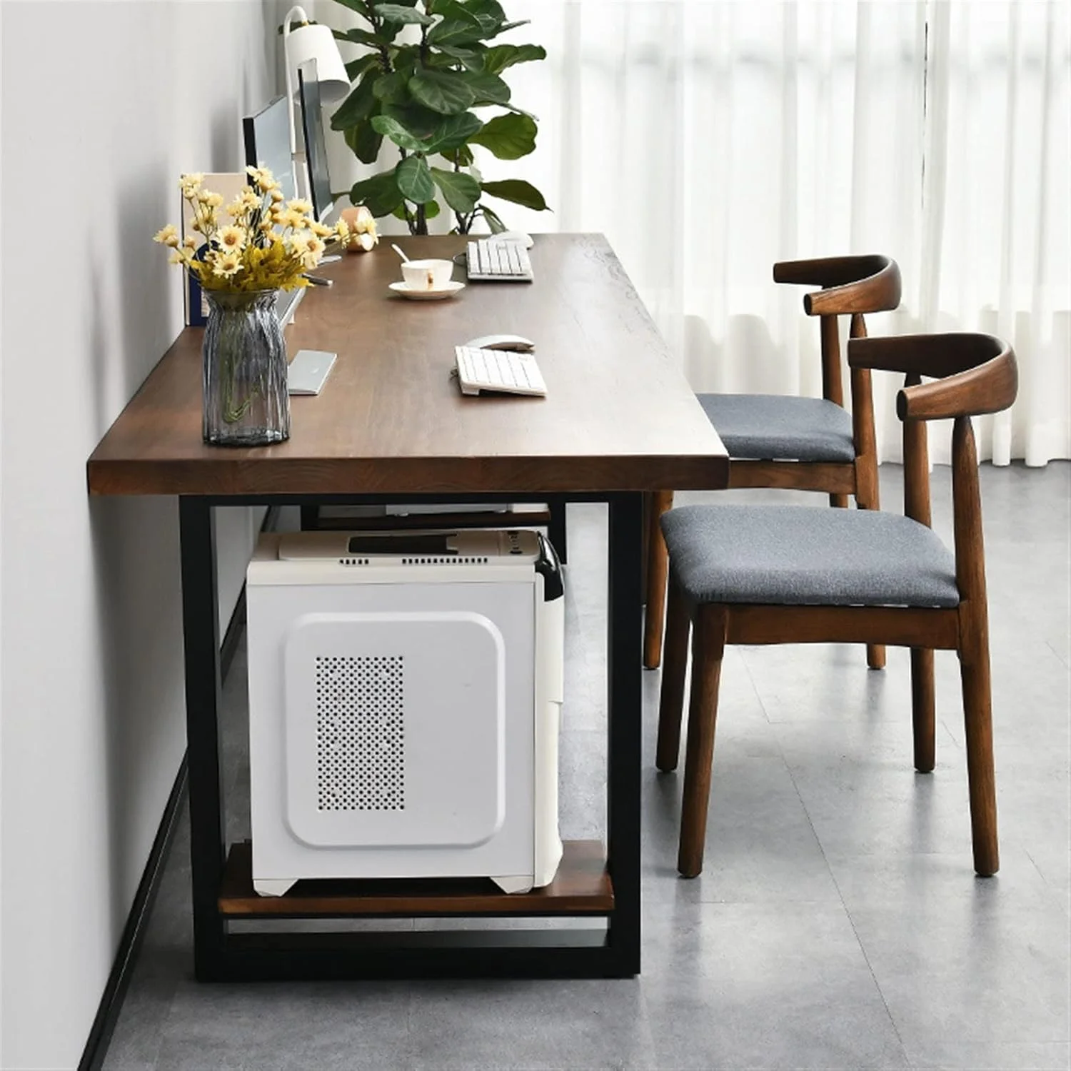 میز کار ZKSKOX، میز کامپیوتر، میز و صندلی اتاق خواب منزل، میز مطالعه دوبل، میز بلند کنار دیوار