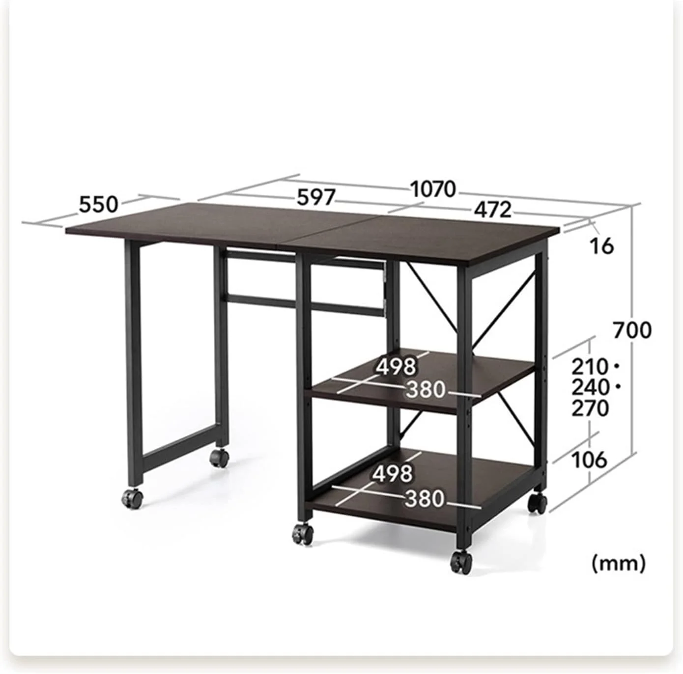 میز کار تاشو ZKSKOX، میز کامپیوتر اداری سیار، میز تحریر، قفسه کتاب، قفسه ذخیره سازی، مناسب برای فضاهای کوچک میز کار تاشو ZKSKOX، میز کامپیوتر اداری سیار، میز تحریر، قفسه کتاب، قفسه ذخیره سازی، مناسب برای فضاهای کوچک