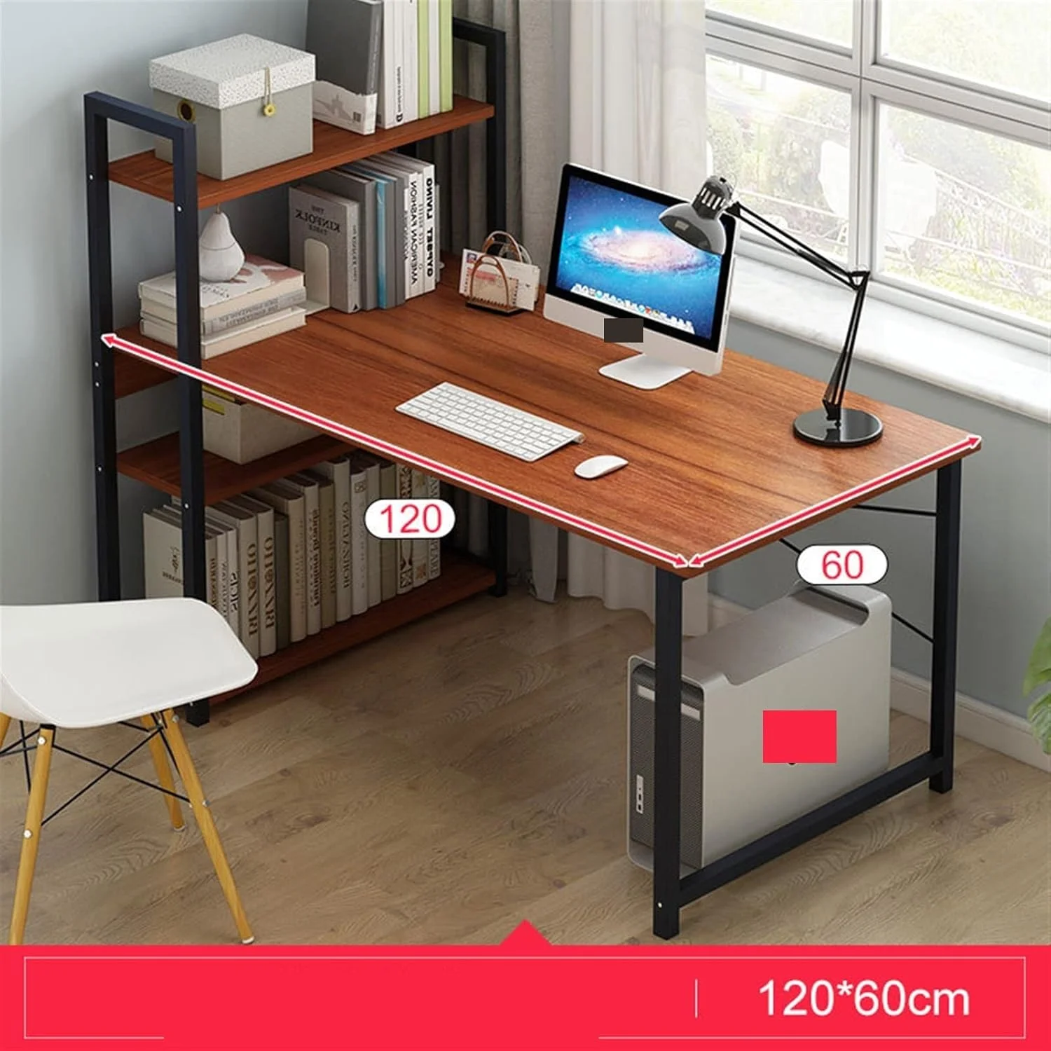 میز کار ZKSKOX، میز کامپیوتر، میز ساده با قفسه کتاب، میز یک نفره/دو نفره خانگی میز کار ZKSKOX، میز کامپیوتر، میز ساده با قفسه کتاب، میز یک نفره/دو نفره خانگی