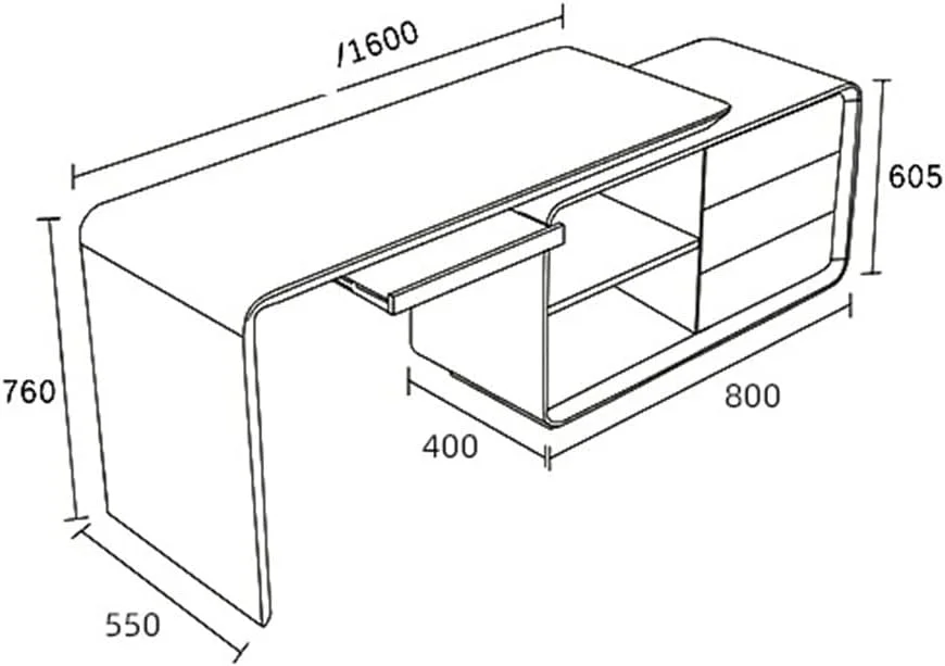 میز کامپیوتر، میز اداری، گوشه چرخان، میز رنگ شده سفید، ترکیب قفسه کتاب و کتابخانه