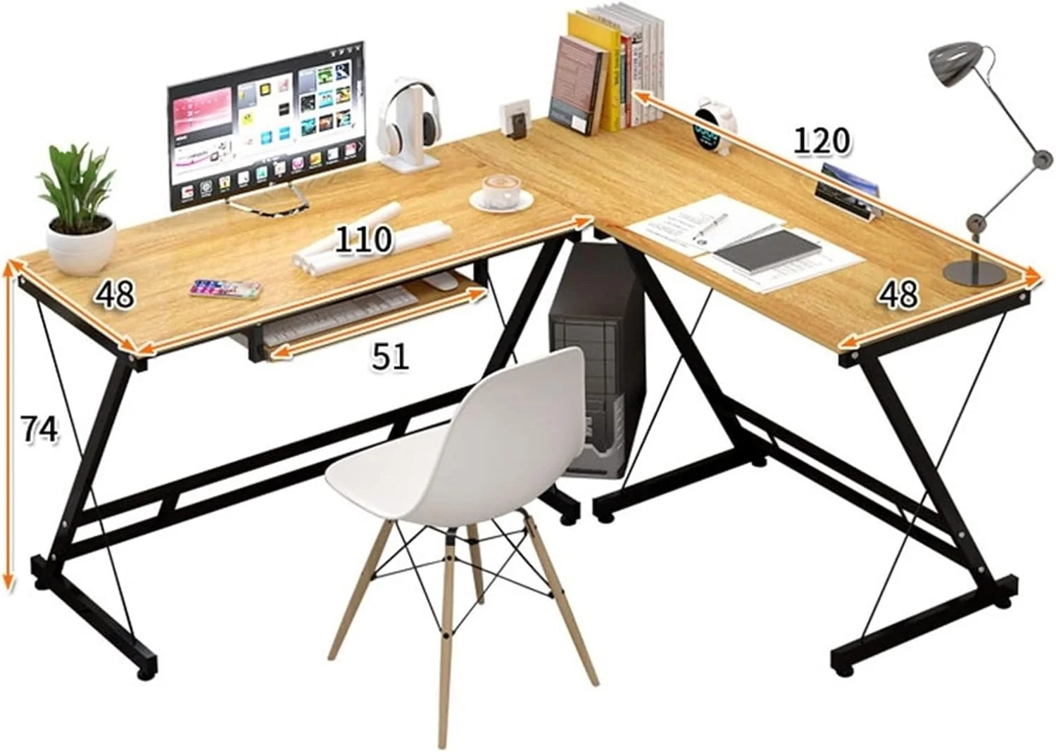 میز کار ZKSKOX، میز کامپیوتر گوشه ای، میز اتاق خواب کوچک خانوادگی، میز اداری ترکیبی