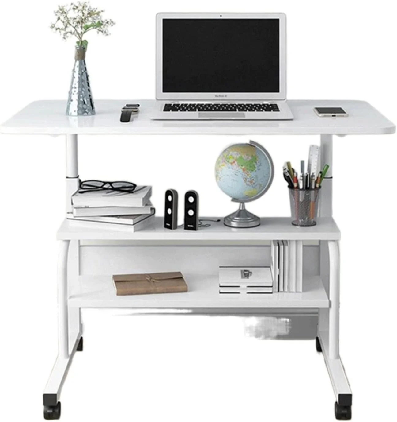 میز کار ZKSKOX، میز کنار تختی متحرک، میز کوچک اتاق خواب، میز تحریر ساده برای دانشجویان، میز کامپیوتر تنبل قابل تنظیم ارتفاع مناسب خوابگاه