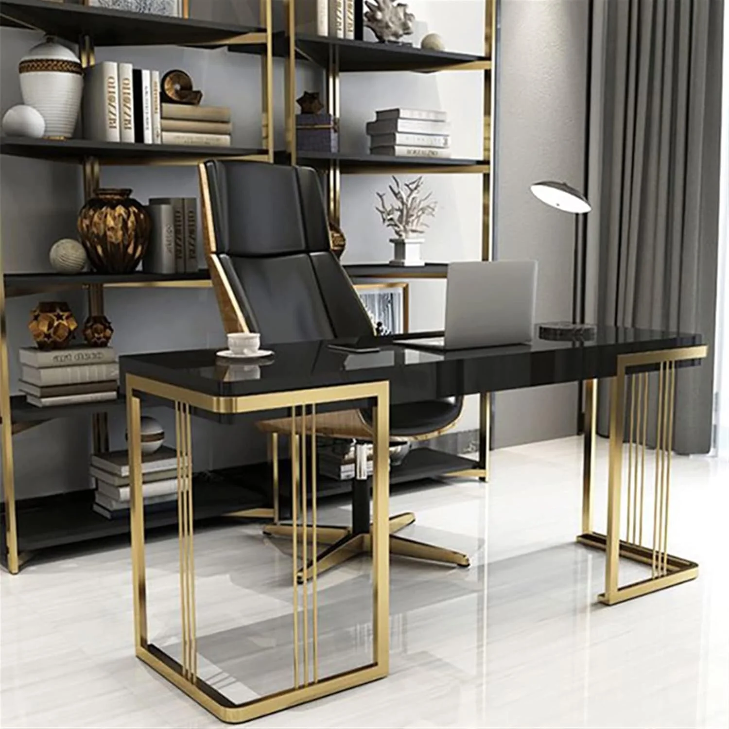میز کار، میز پذیرش سطح بالا با صندلی مدیریتی، میز مطالعه، میز کامپیوتر، مبلمان اداری استیل مناسب منزل