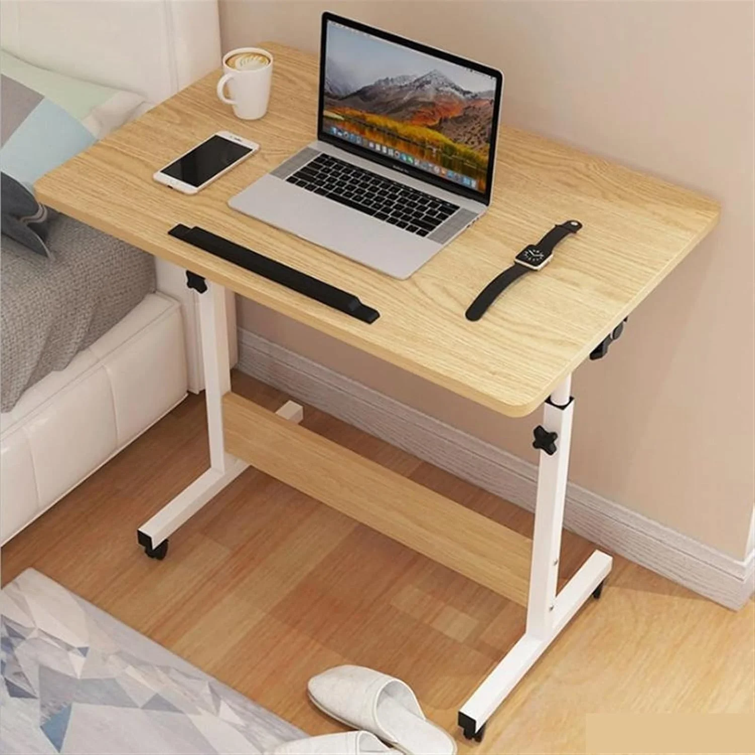 میز کار کنار تختی خانگی اتاق خواب میز کوچک متحرک بالابر میز کامپیوتر میز تحریر خوابگاه دانشجویی میز تنبل با چرخ
