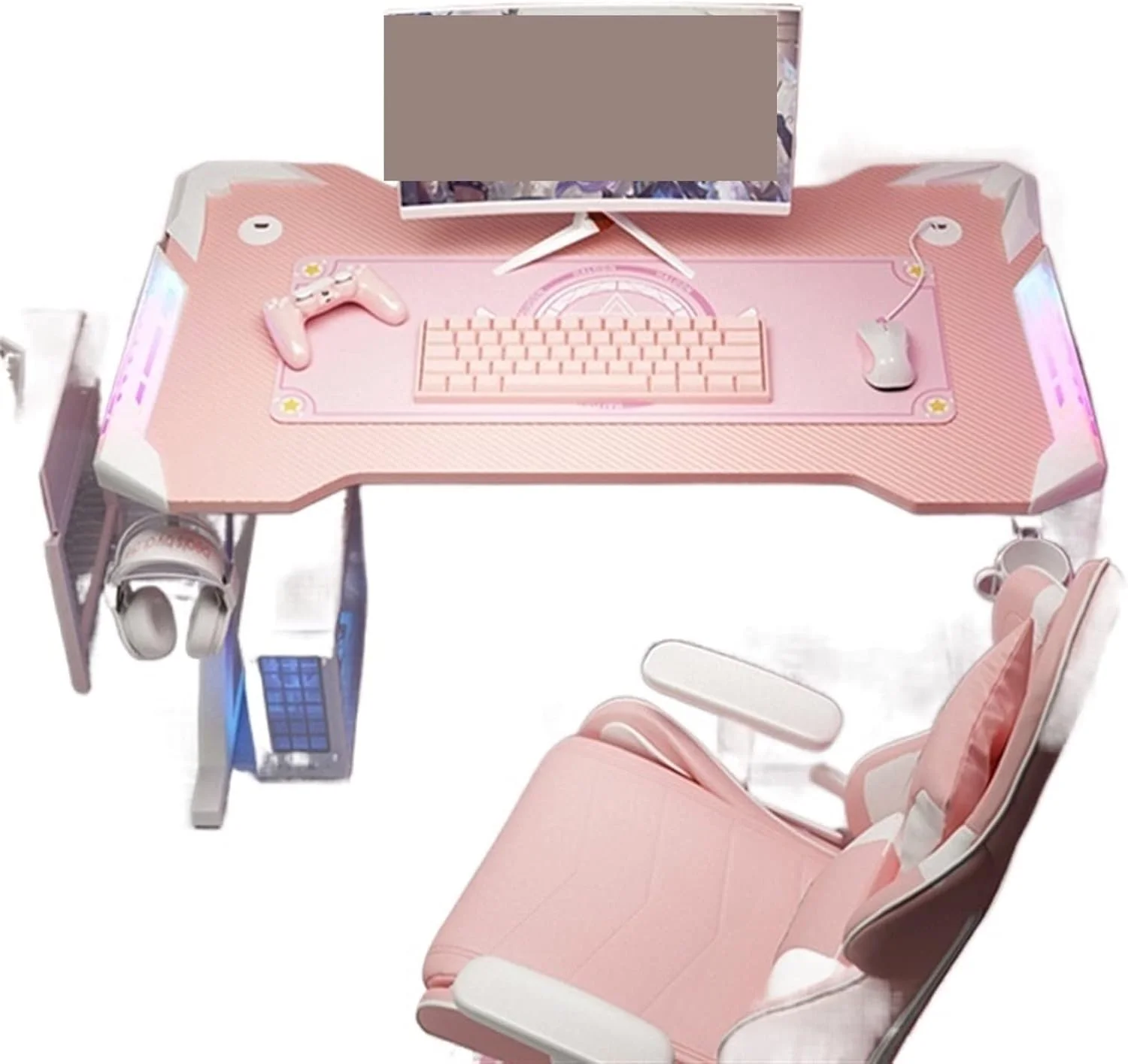 میز کار صورتی برقی، میز کامپیوتر رومیزی مناسب بازی و کار خانوادگی به همراه صندلی میز کار صورتی برقی، میز کامپیوتر رومیزی مناسب بازی و کار خانوادگی به همراه صندلی