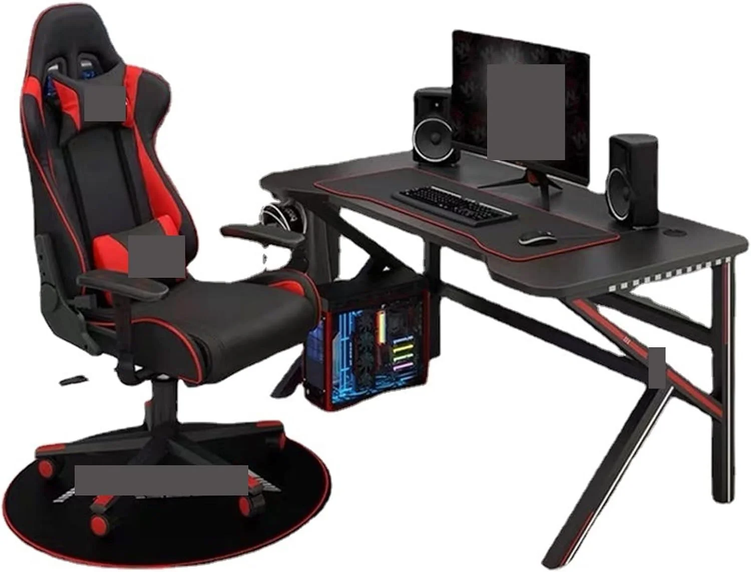 میز کار ZKSKOX، میز مخصوص بازی های رایانه ای، به همراه ست صندلی، مناسب کامپیوتر رومیزی، میز خانگی، نوشتن و اتاق خواب