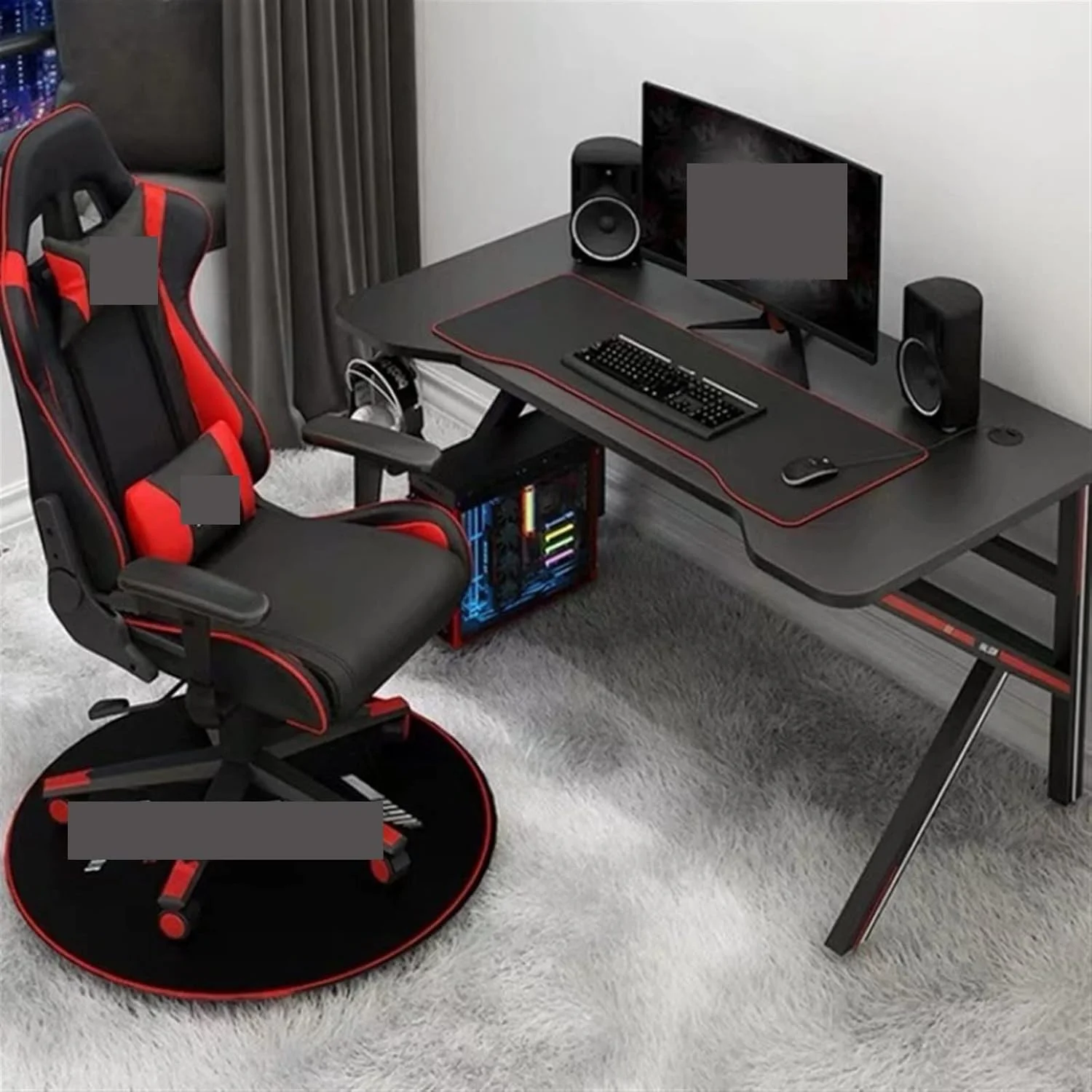 میز کار ZKSKOX، میز مخصوص بازی های رایانه ای، به همراه ست صندلی، مناسب کامپیوتر رومیزی، میز خانگی، نوشتن و اتاق خواب