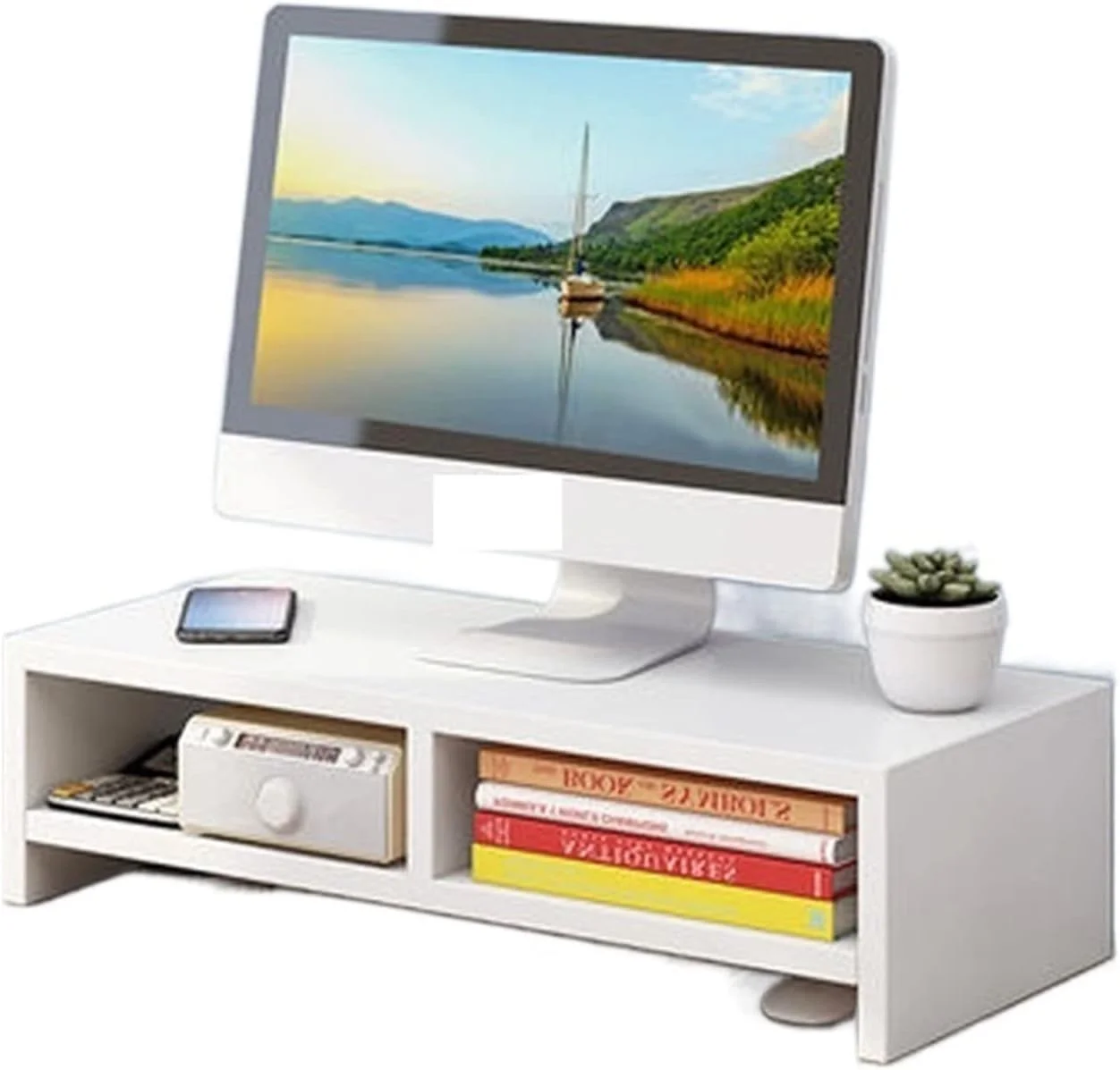 میز کار ZKSKOX پایه نگهدارنده مانیتور کامپیوتر رومیزی قفسه دار مناسب لپ تاپ اداری
