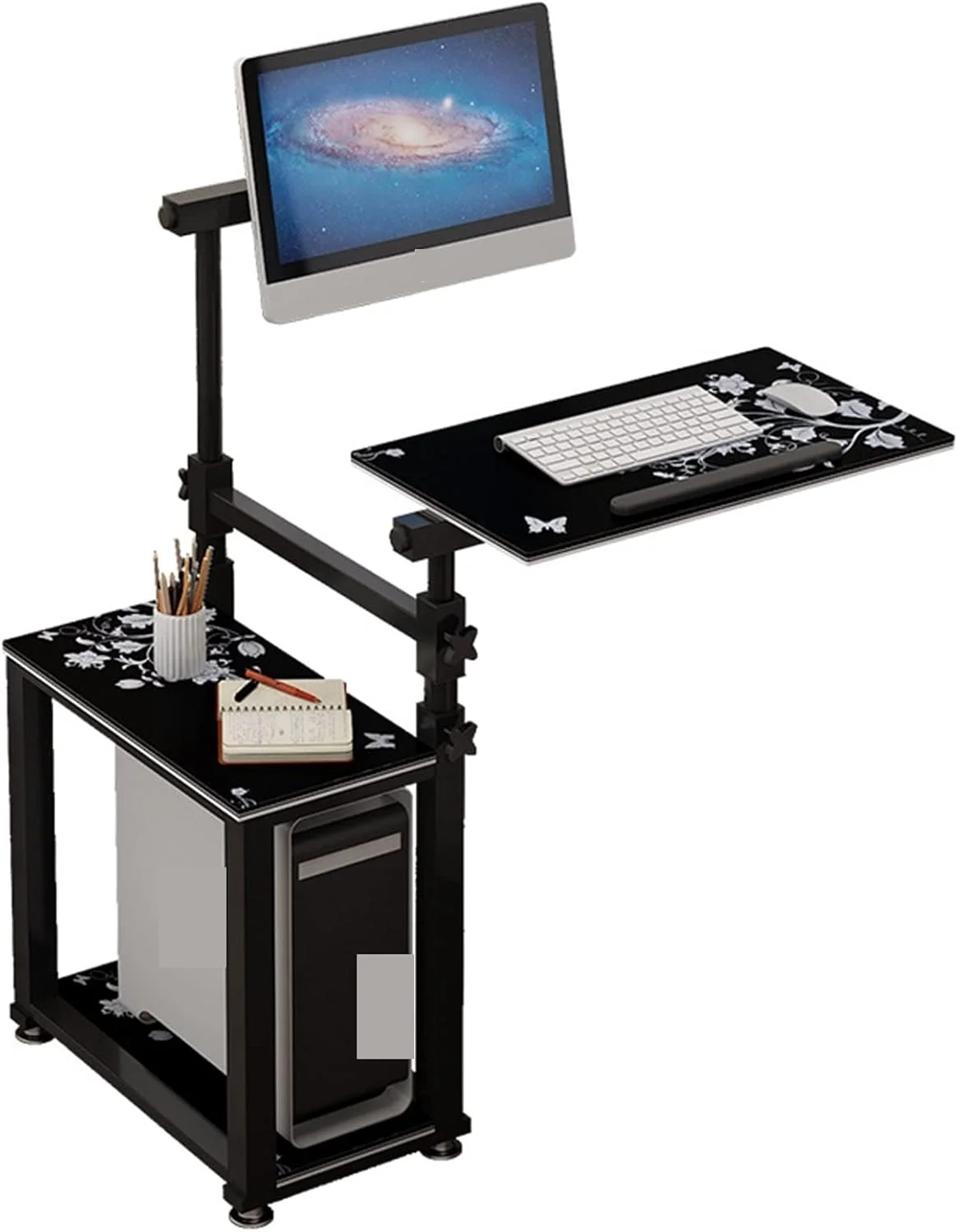 میز کار متحرک با قابلیت تنظیم ارتفاع و چرخش، مناسب کنار تخت، میز کامپیوتر، میز کار تنبل، ابزار ماشین رومیزی، قفسه آویز اداری