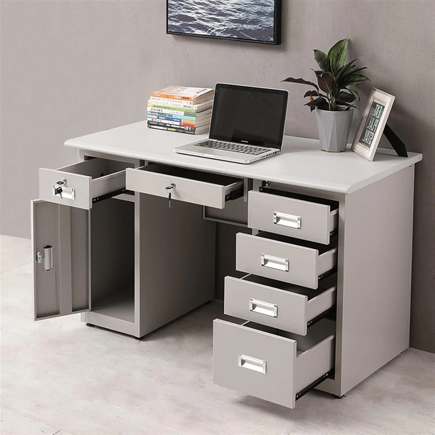 میز کار، میز کامپیوتر تک نفره با میز کشو دار با قفل