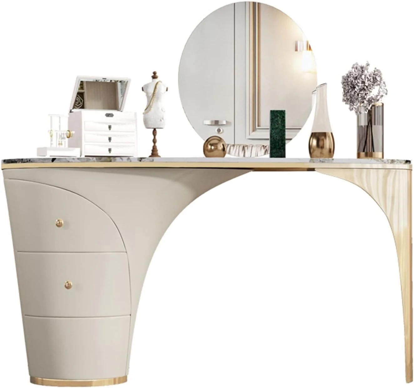 میز کار ZKSKOX، میز کامپیوتر چرمی زین اسبی با طراحی مدرن و صفحه براق، مناسب اتاق خواب و مطالعه