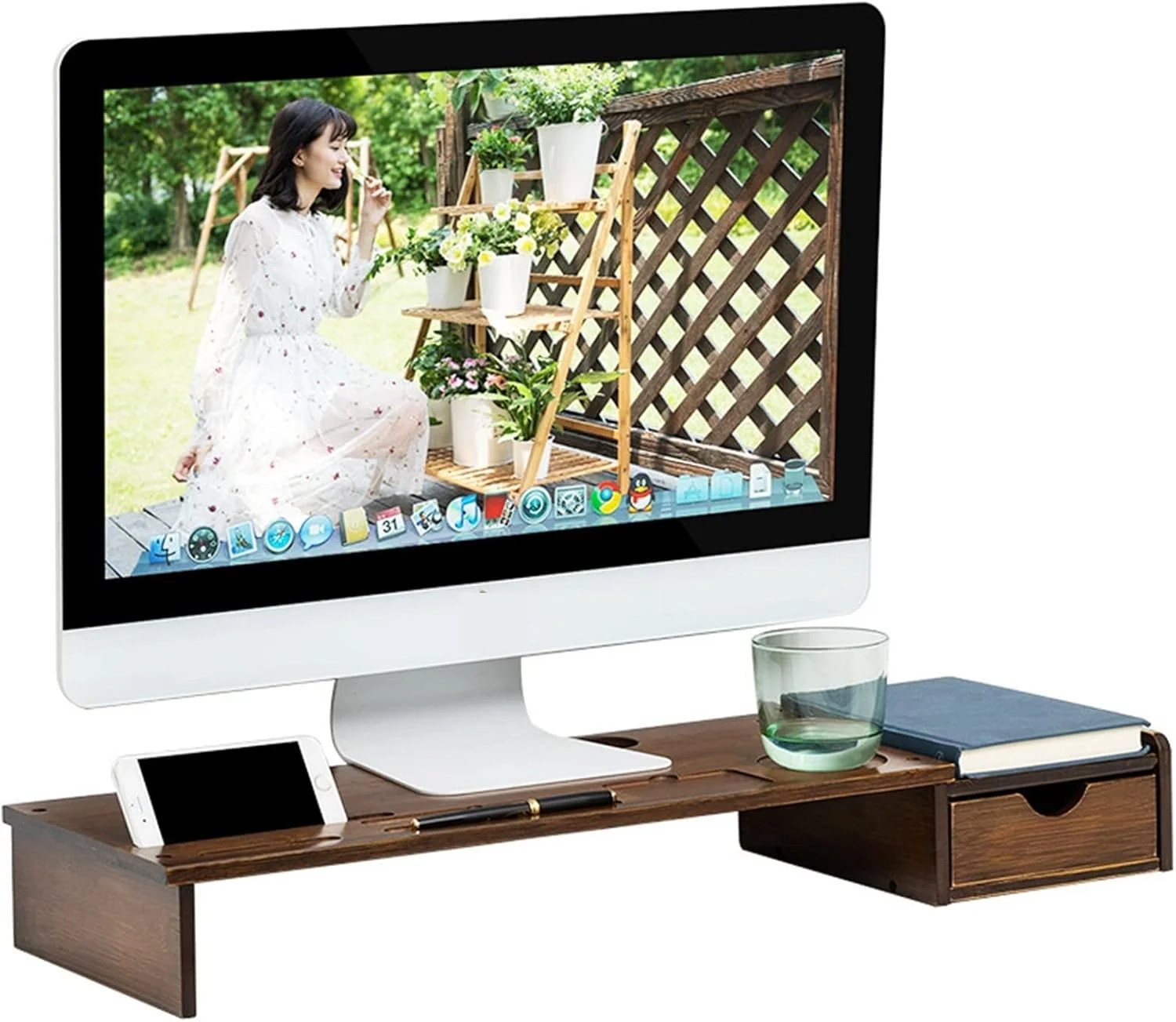 پایه رومیزی چند لایه برای مانیتور کامپیوتر، مناسب دفتر کار، با قابلیت مرتب سازی و نگهداری